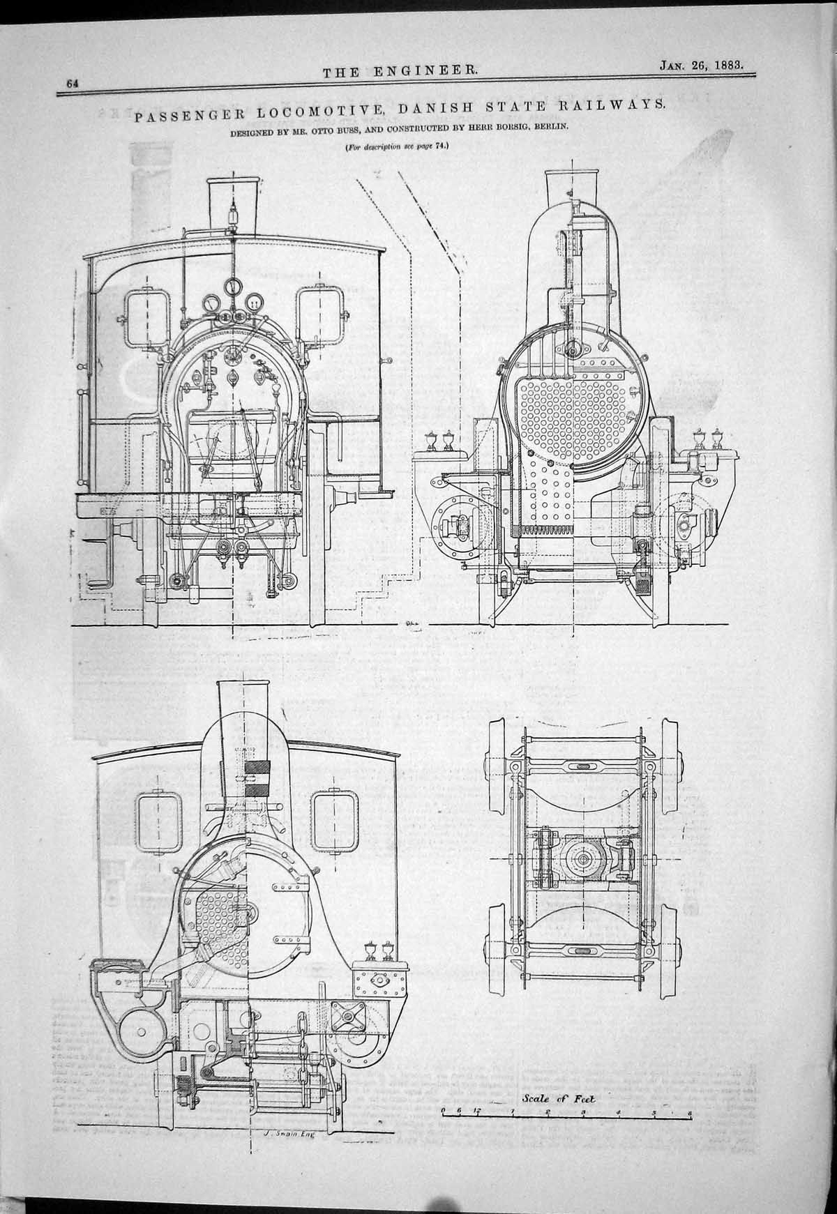 Old 1883 Passenger Locomotive Train Danish State Railways Buss Borsig Victorian