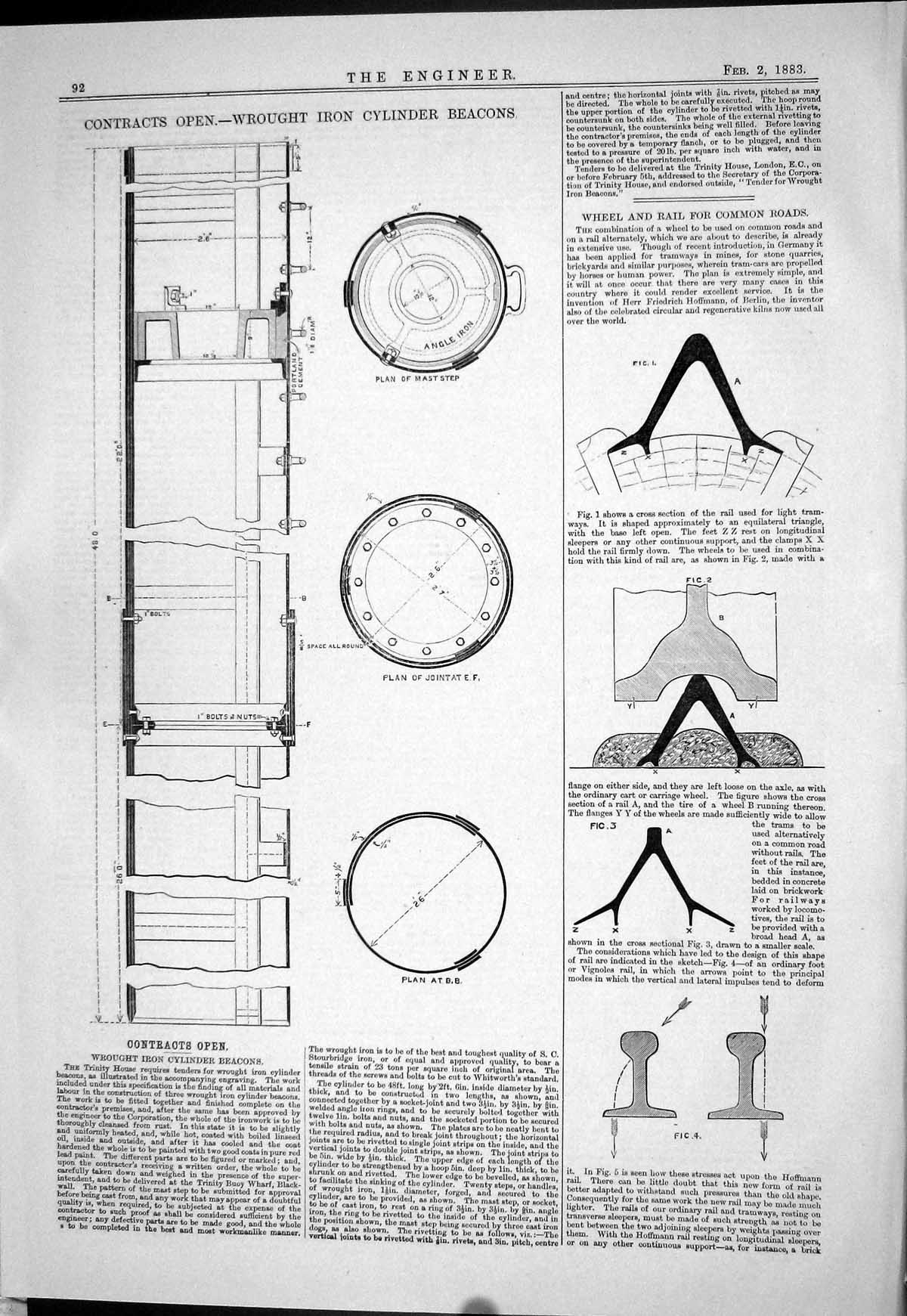 Old 1883 Contracts Open Wrought Iron Cylinder Beacons Wheel Rail Road Victorian