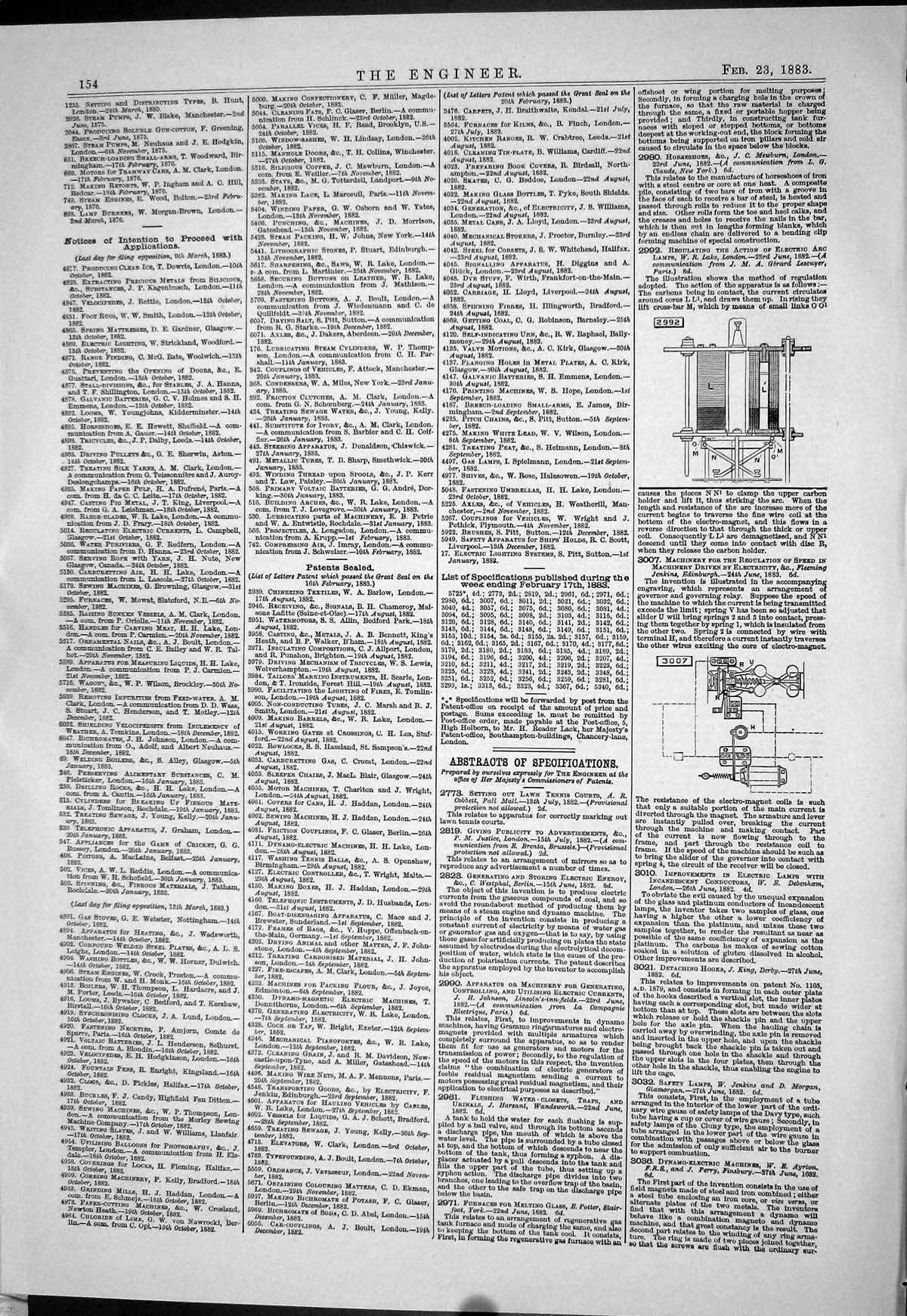 Old 1883 Patents Fleeming Electric Lamps Lake Hopkinson Darkin Warren Victorian