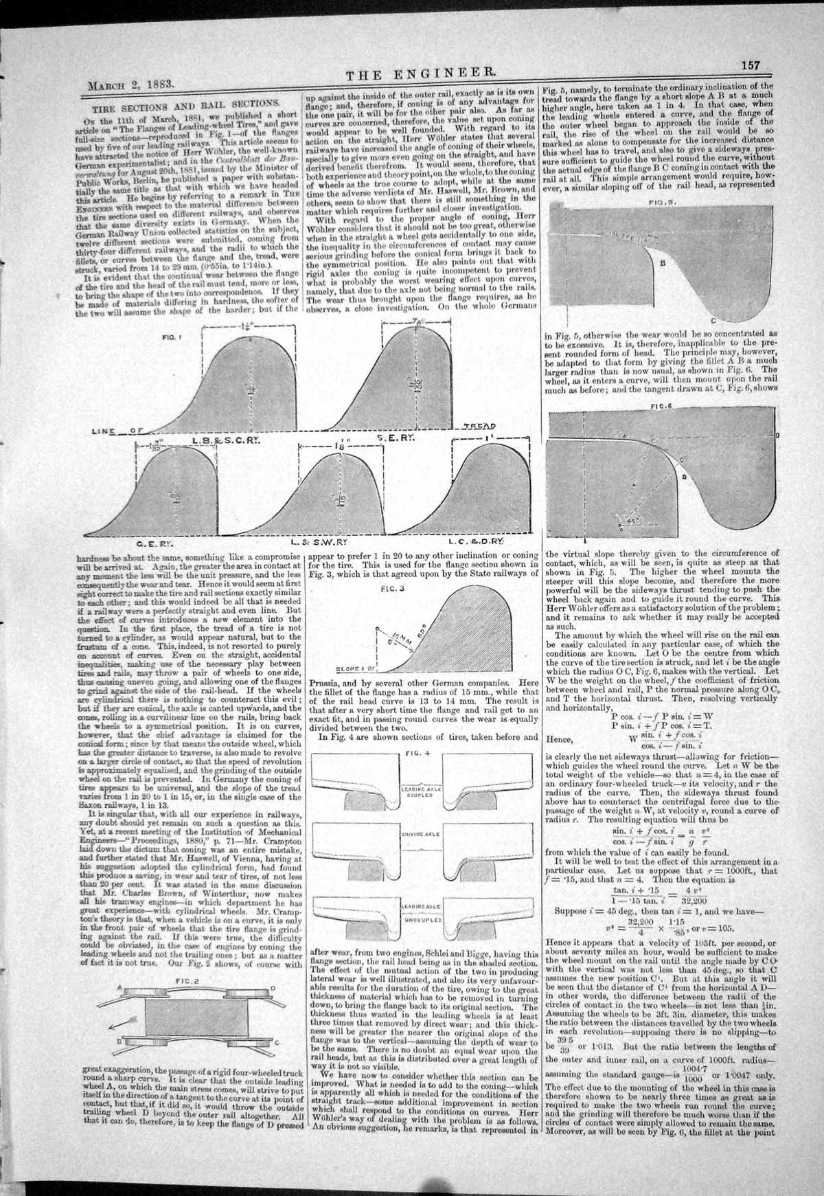 Old Print 1883 Tire Sections Rail Sections Diagrams Radius Angle Railways 19th