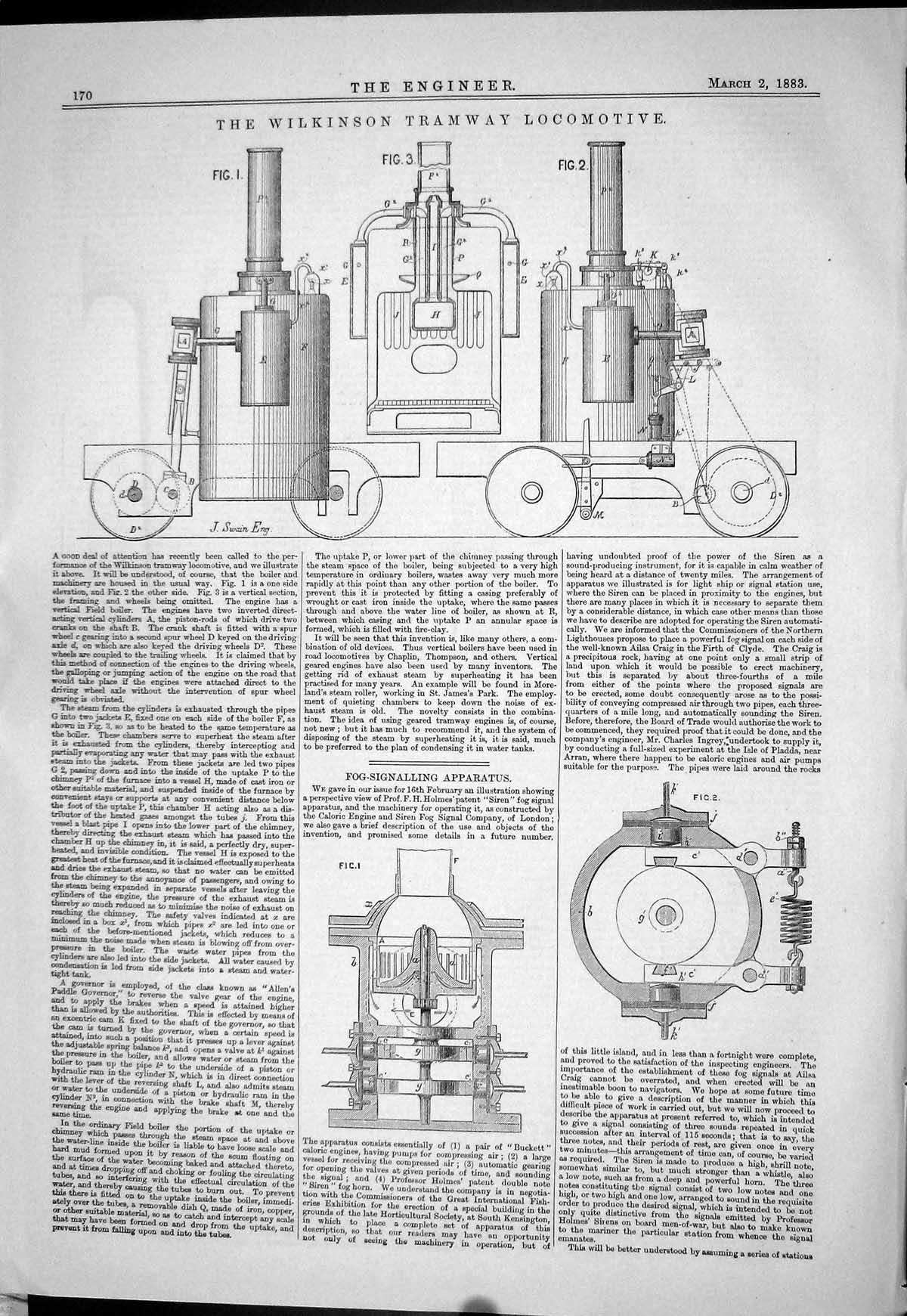Old 1883 Wilkinson Tramway Locomotive Train Fog-Signalling Apparatus Victorian