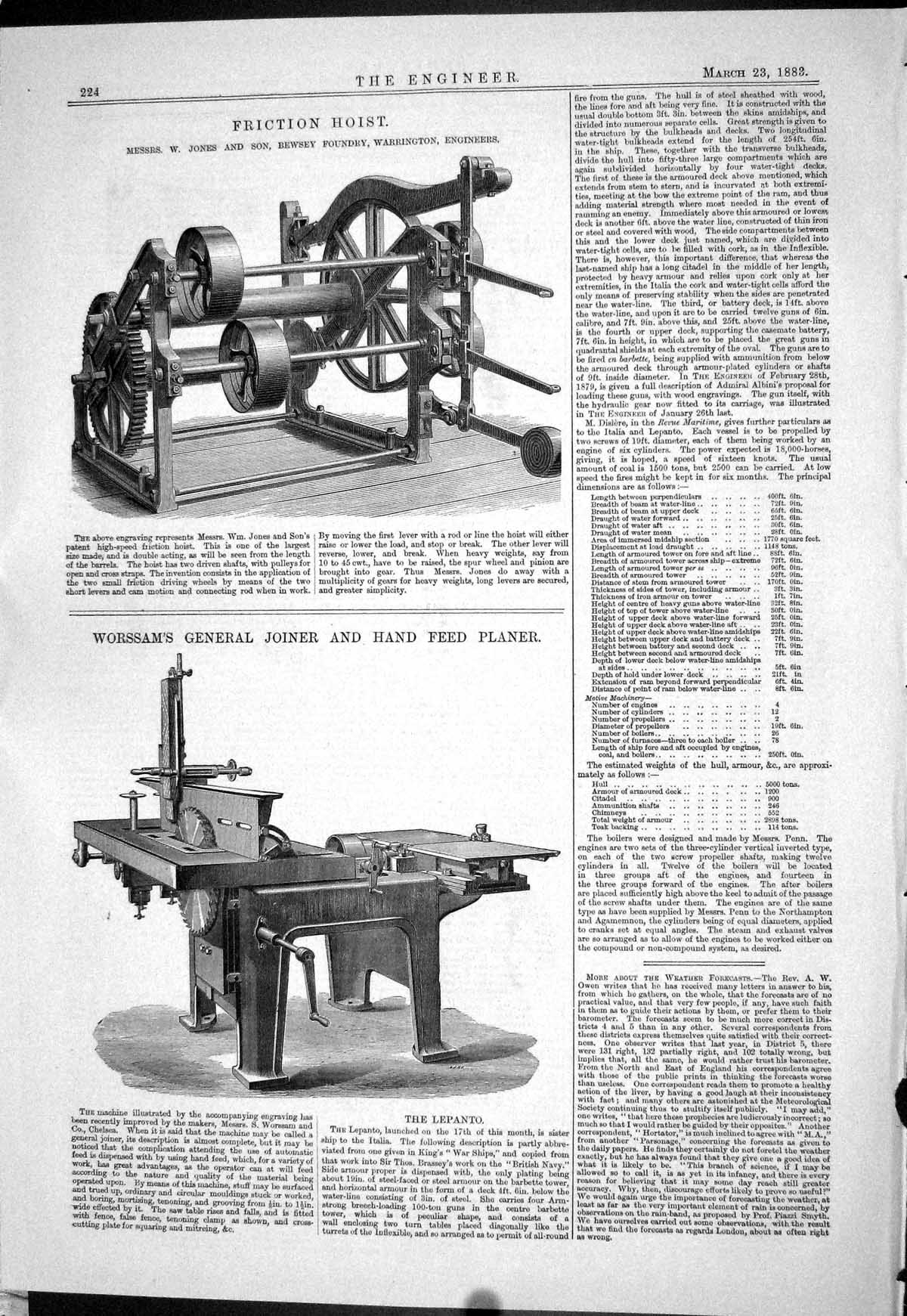 Old 1883 Friction Hoist Jones Worssam General Joiner Hand Feed Planer Victorian