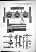 Old Print 1883 Petroleum Burning Furnaces Saratoff Waterworks Gen Machin 19th