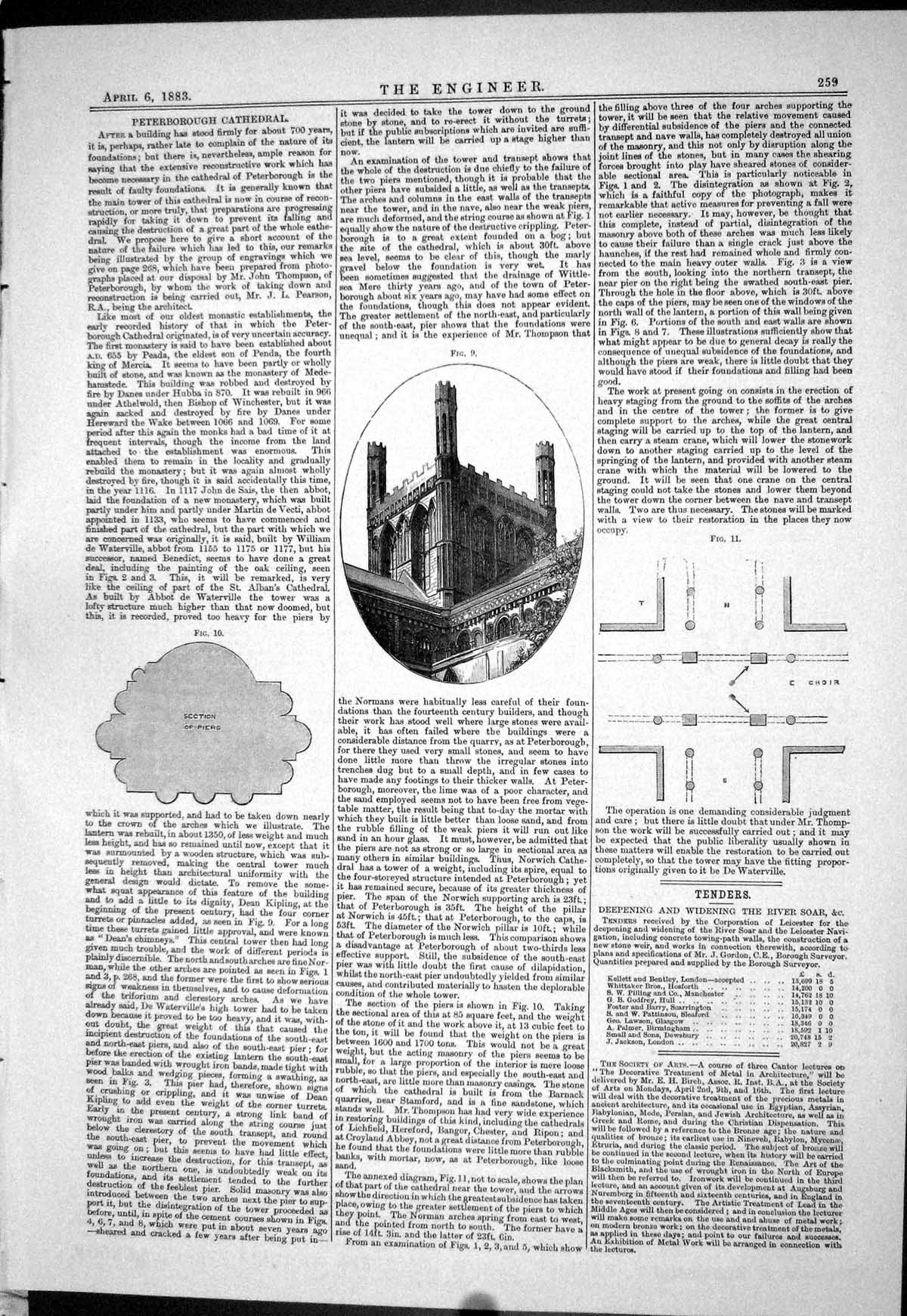 Old Print 1883 Peterborough Cathedral Architecture Naval Ship Inflexible 19th