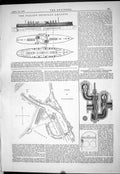 Old 1883 Italian Ironclad Ship Lepanto Jochumsen Feed-Water Map Boulo Victorian