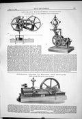 Old Print 1883 Automatic Water-Wheel Governors King Engine Hayward Tyler 19th