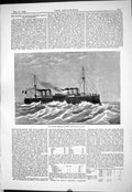 Original Old Antique Print Engineering 1883 Italian Ironclad Ship Lepanto 19th
