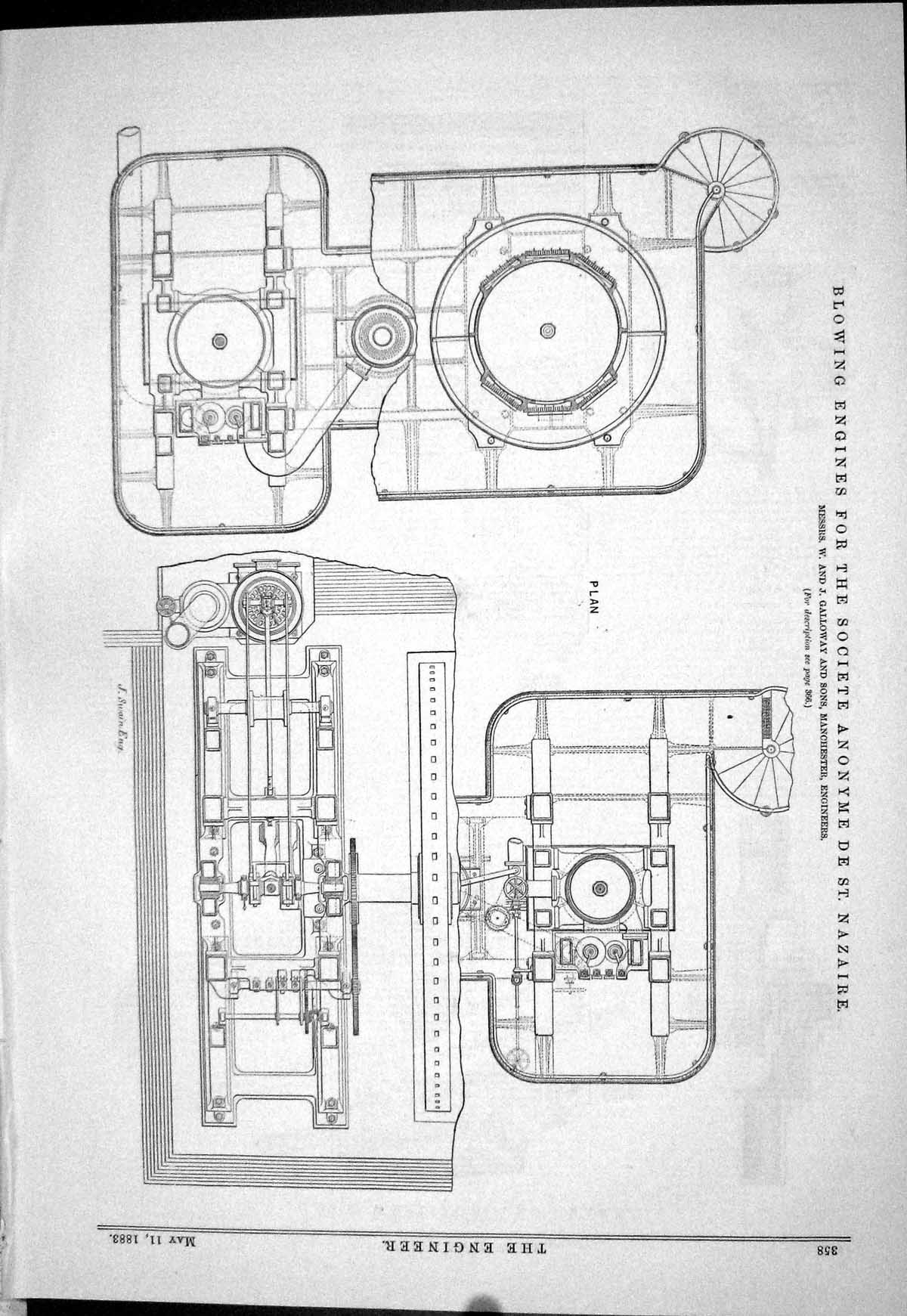 Old *6030 1883 Blowing Engines Societe Anonyme Nazaire Galloway Machi