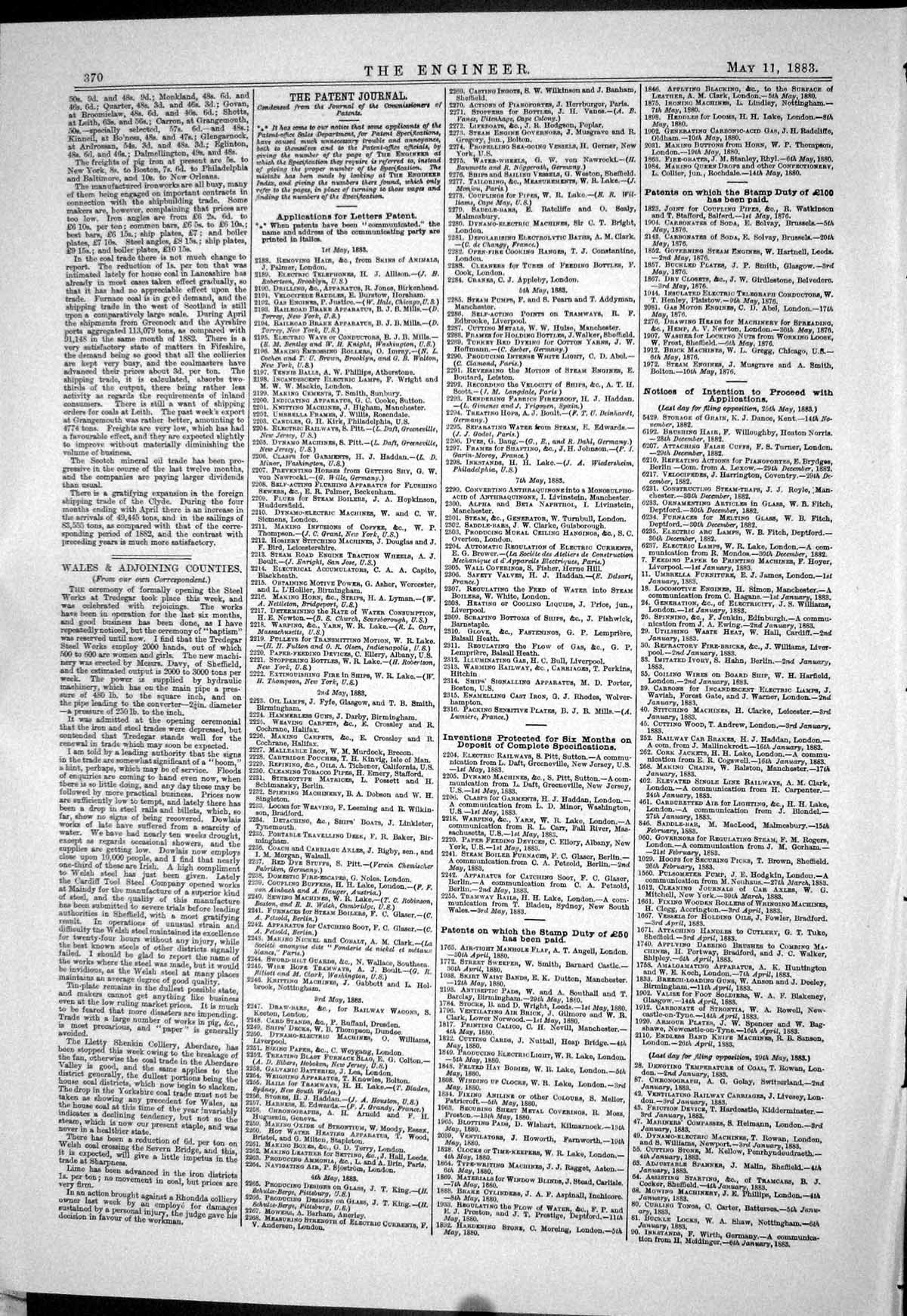 Old 1883 Patents Lamps Oil Feeders Radcliffe Brockelbank Wallace Jarv Victorian