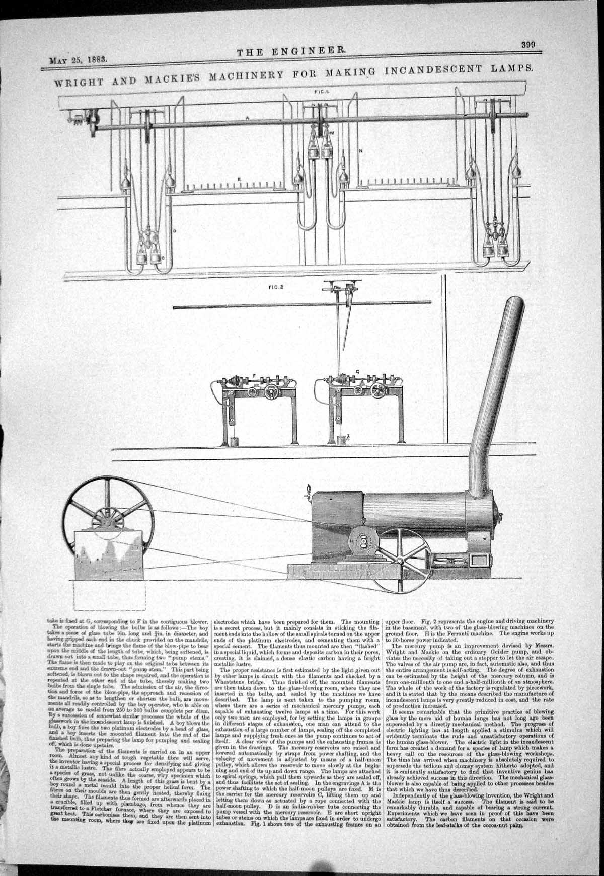 Old 1883 Wright Mackie Machinery Making Incandescent Lamps Electricit Victorian