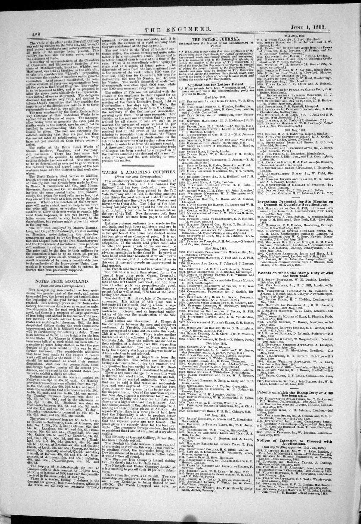 Old 1883 Patents Coupling Railway Vehicles Stone Redfern Bond Oviatt Victorian