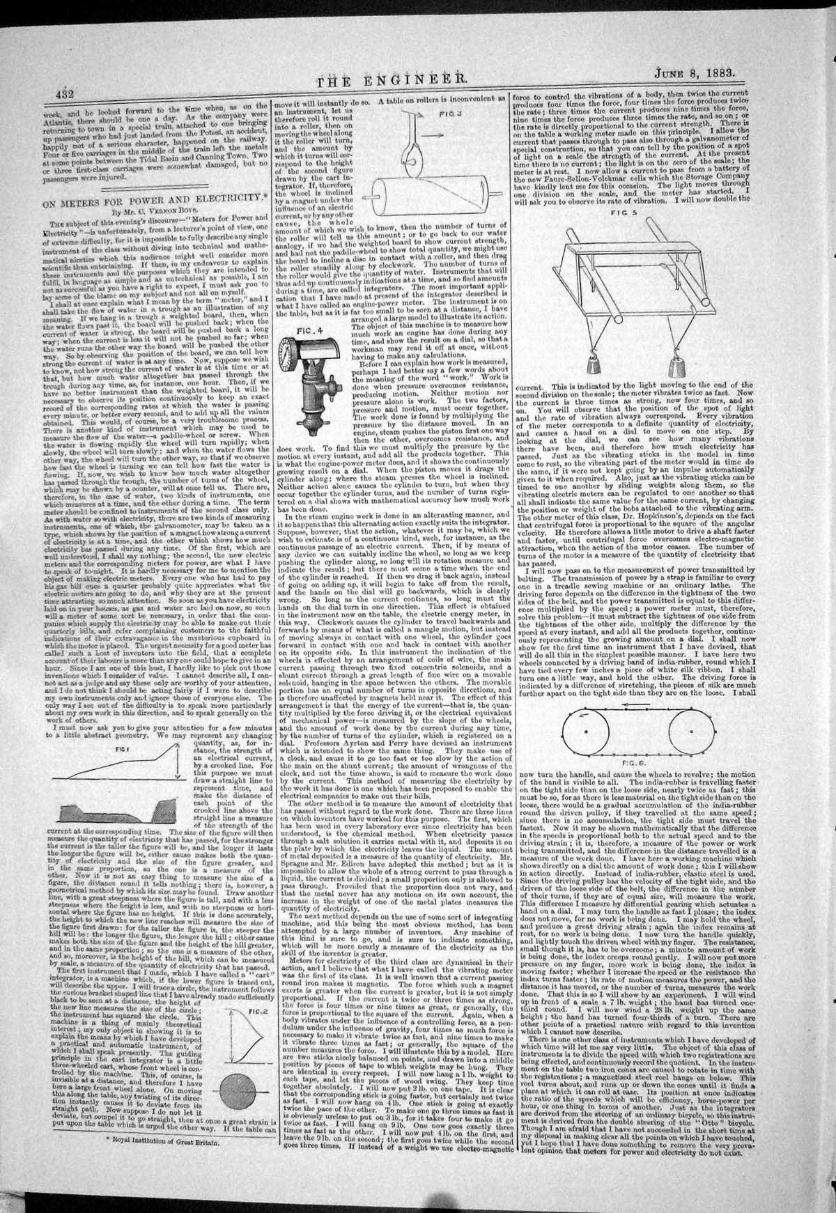 Old Print Engineering 1883 Meters Power Electricity Diagrams Vernon Boys 19th