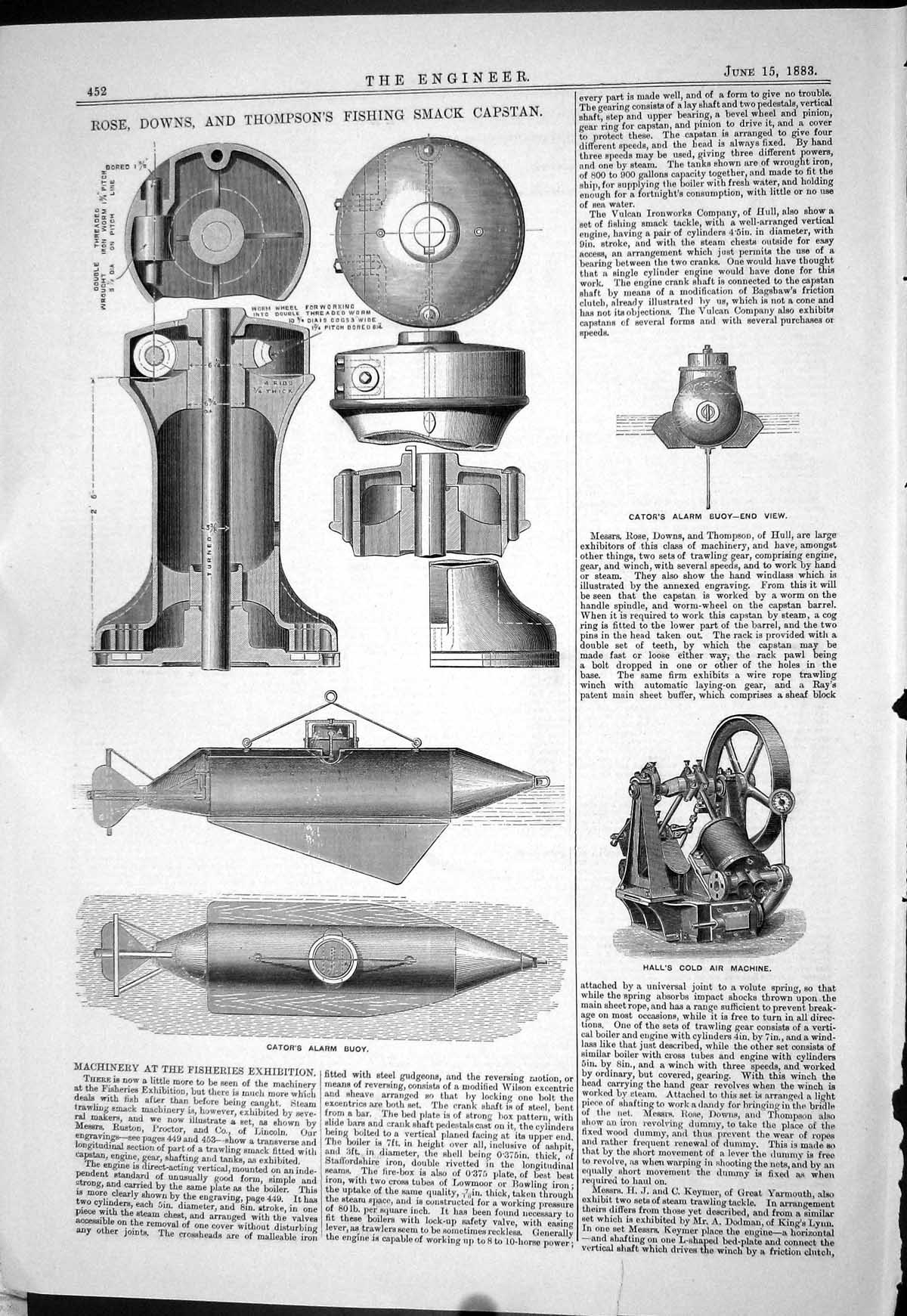 Old 1883 Rose Downs Thompson Fishing Smack Capstan Cator Alarm Buoy H Victorian