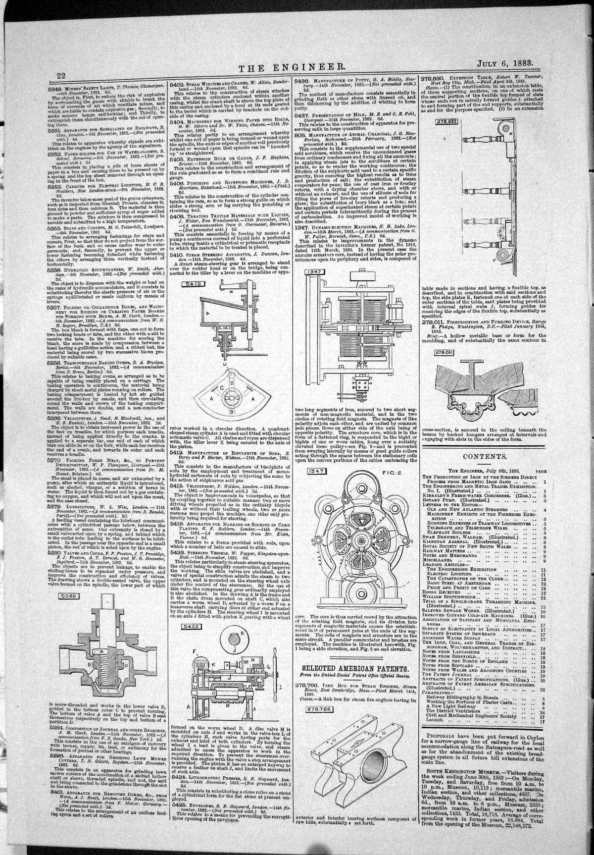 Old Engineering 1883 American Patents Preston Pepper Lake Taevner Phe Victorian