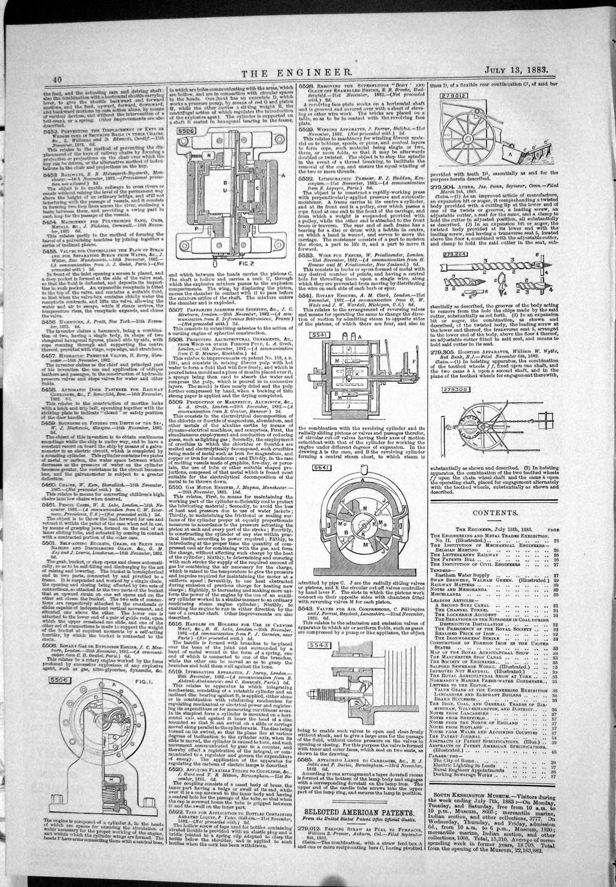 Antique Old Print 1883 Gas Engine Mewburn Pilkington Clark Swan Seymour Wythe