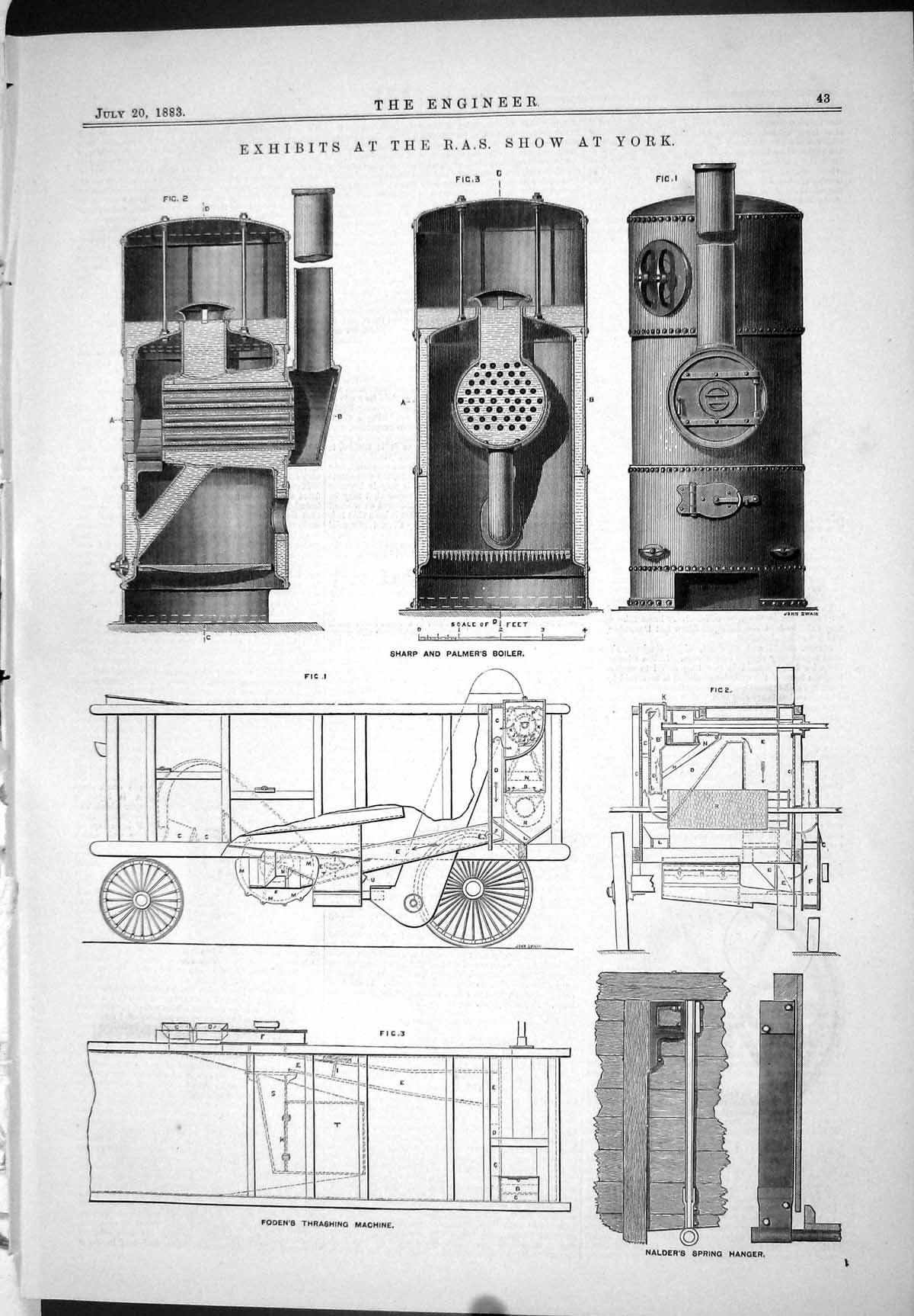 Antique Print R.A.S. Show York 1883 Sharp Palmer Boiler Foden Nalder Dening