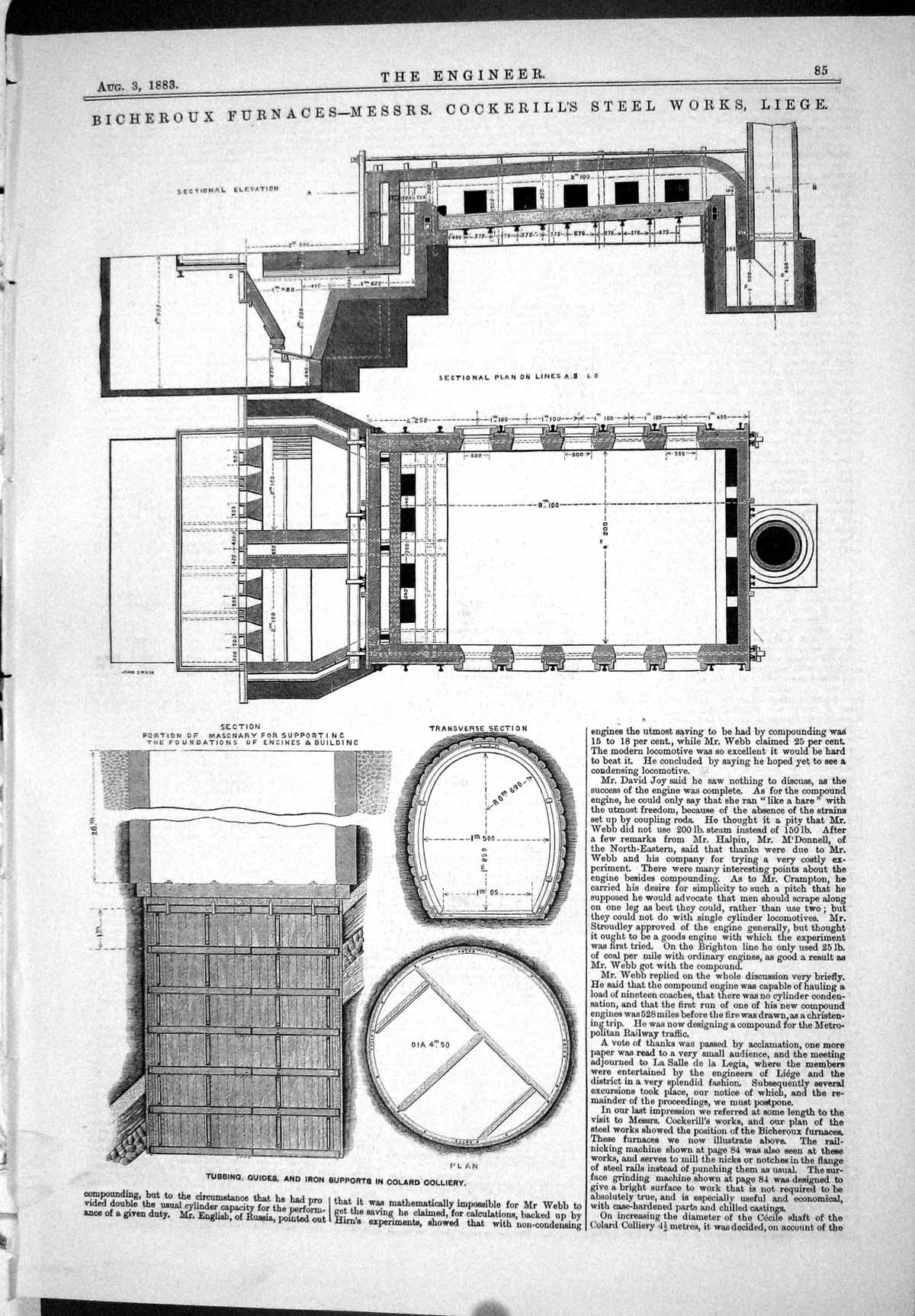Antique Print Bicheroux Furnaces Cockerill Steel Works Leige 1883 Machinery