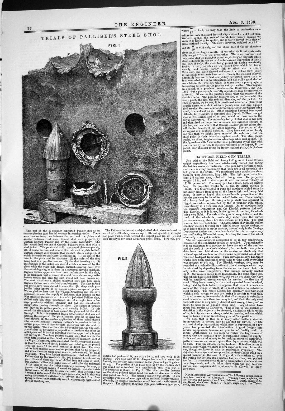 Old Engineering 1883 Trials Palliser'S Steel Shot Experiments Weapons Victorian
