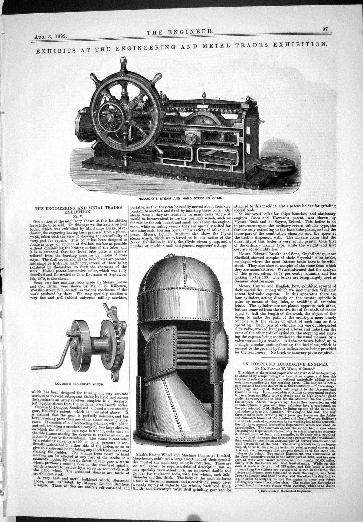 Old Holliday Stem Hand Steering Gear Loudon Winch Engineering 1883 Tr Victorian