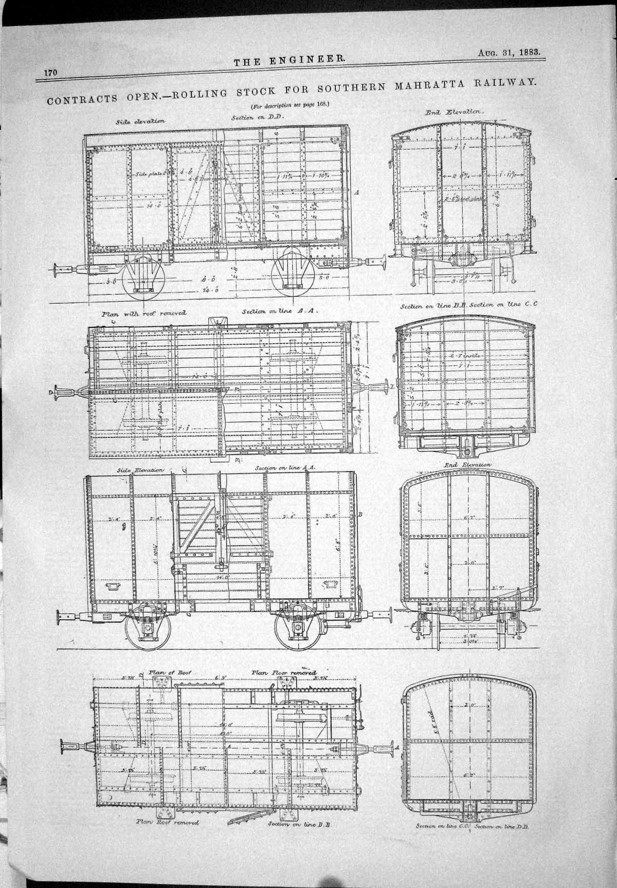 Old Engineering 1883 Contracts Open Rolling Stock Mahratta Railway Tr Victorian