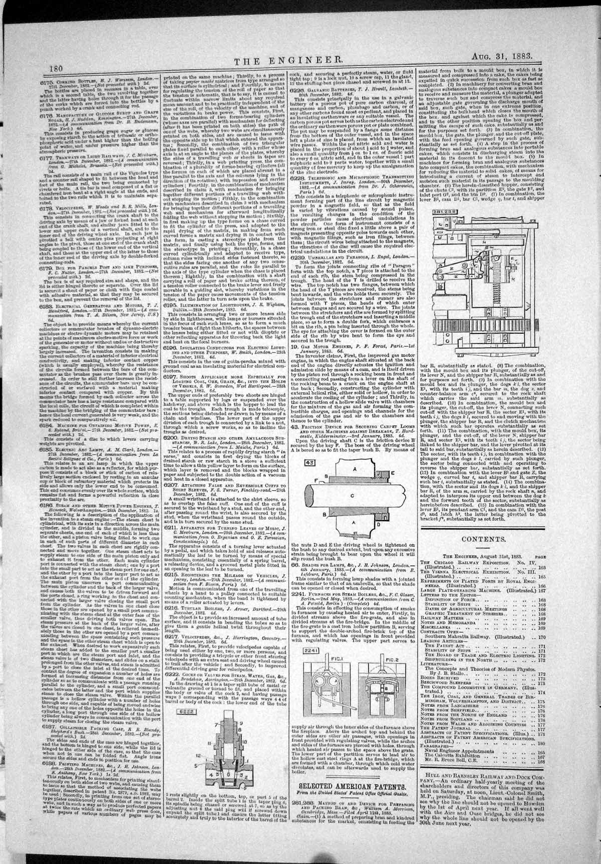 Antique Old Print 1883 American Patents William Morrison Bradshaw Hardcastle