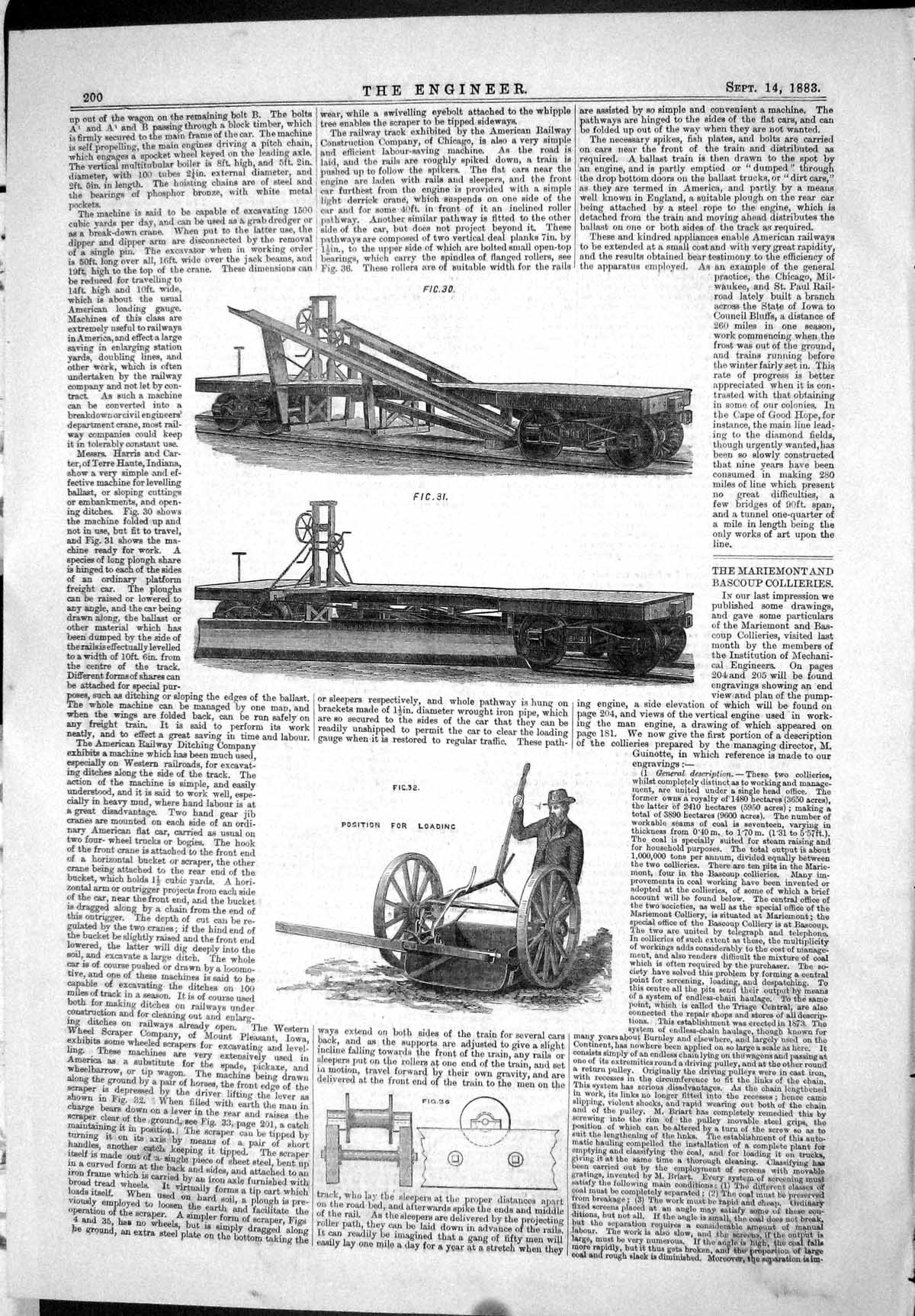 Old Engineering 1883 Chicago Railway Waggons Sleepers Excavating Mach Victorian