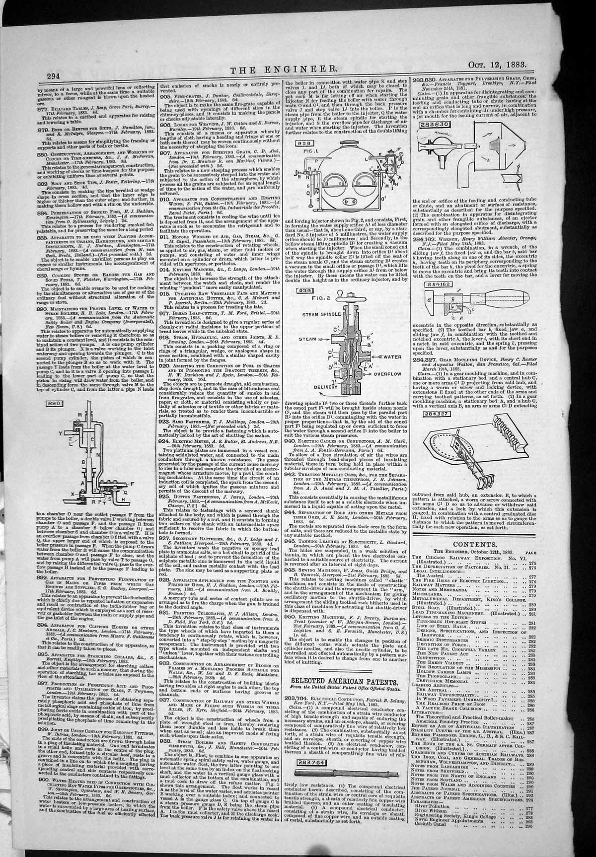 Antique Print 1883 Lake Boilers Hall Walton Taggart Drake Apparatus Vermin 19th