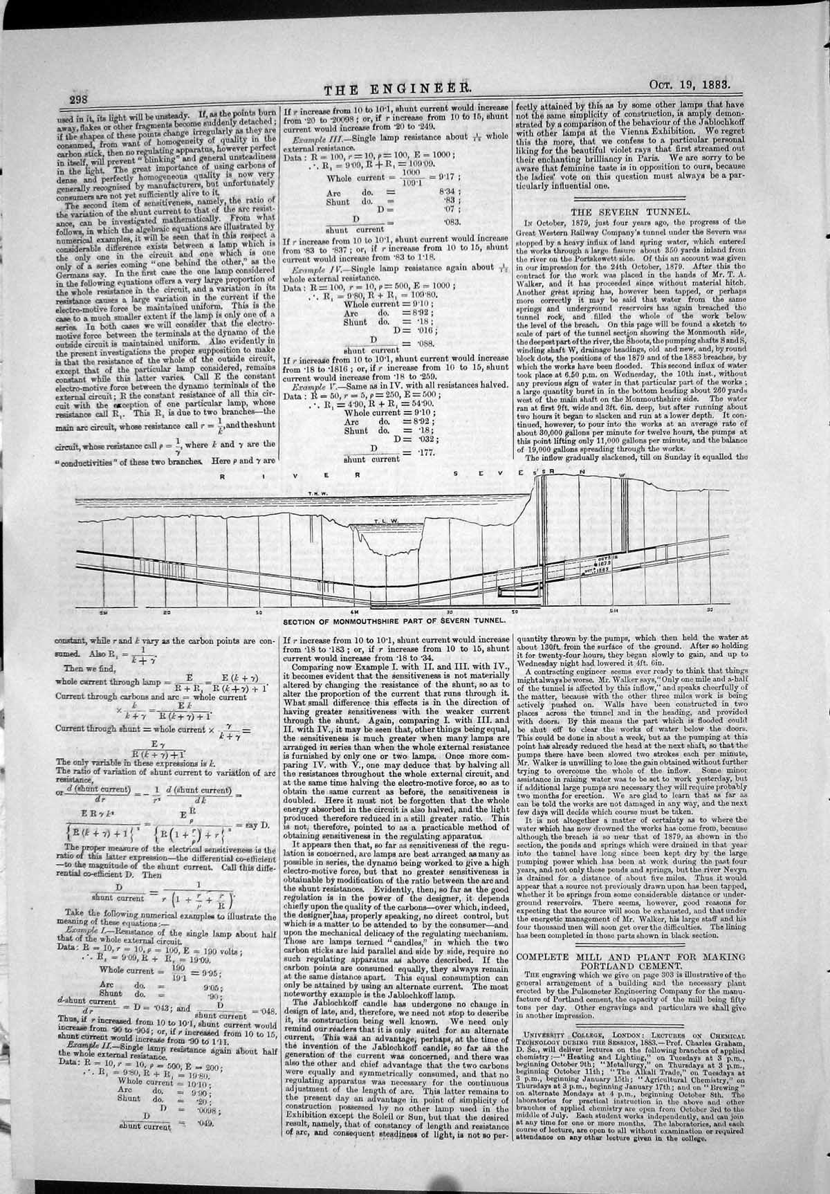 Old Engineering 1883 Section Monmouthshire Part Severn Tunnel Diagram Victorian