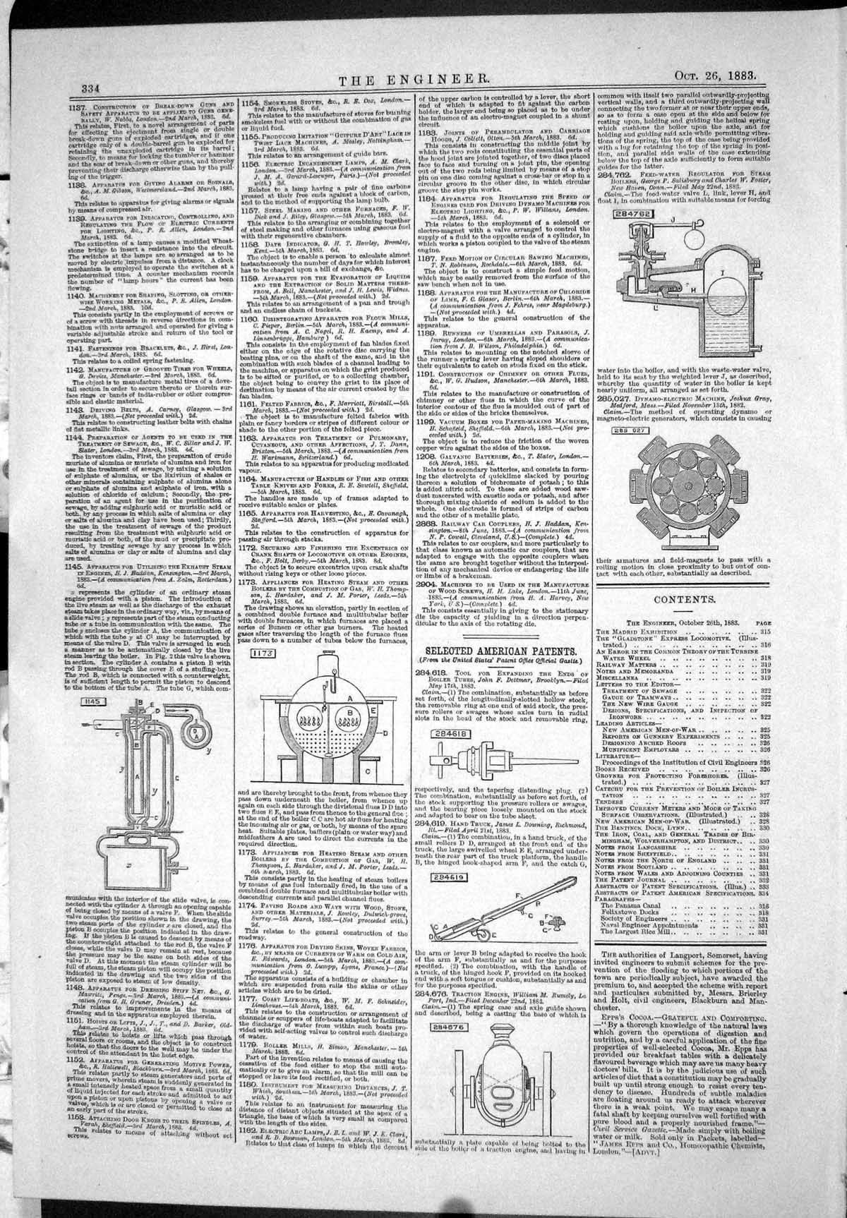Old Engineering 1883 American Patents Haddan Thompson Dettmar Whitehe Victorian