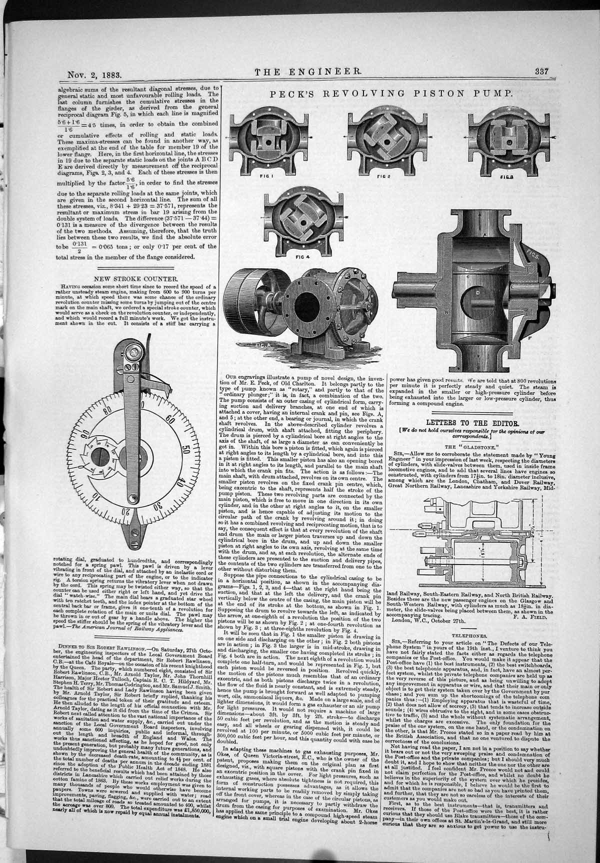 Old Engineering 1883 Peck Revolving Piston Pump Stroke Counter Gladst Victorian