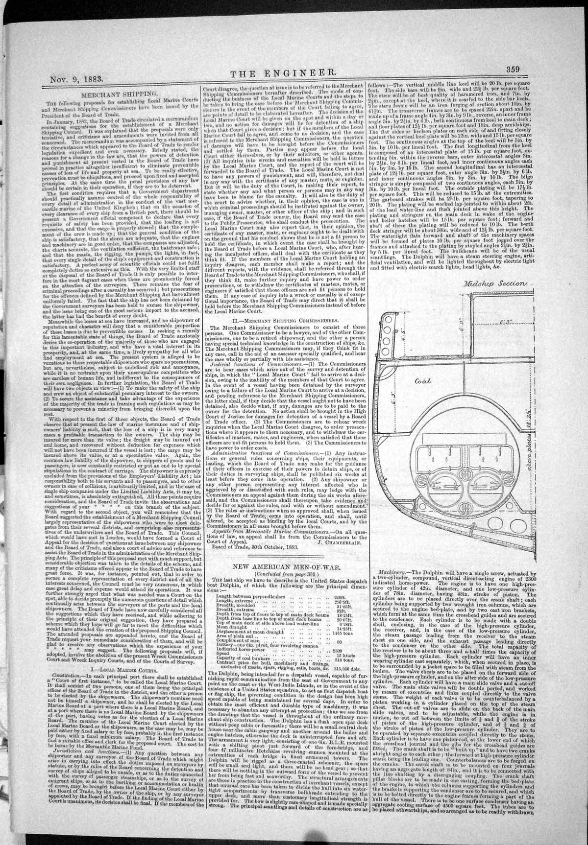 Old Engineering 1883 American Man War Ship Section Despatch Boat Dolp Victorian