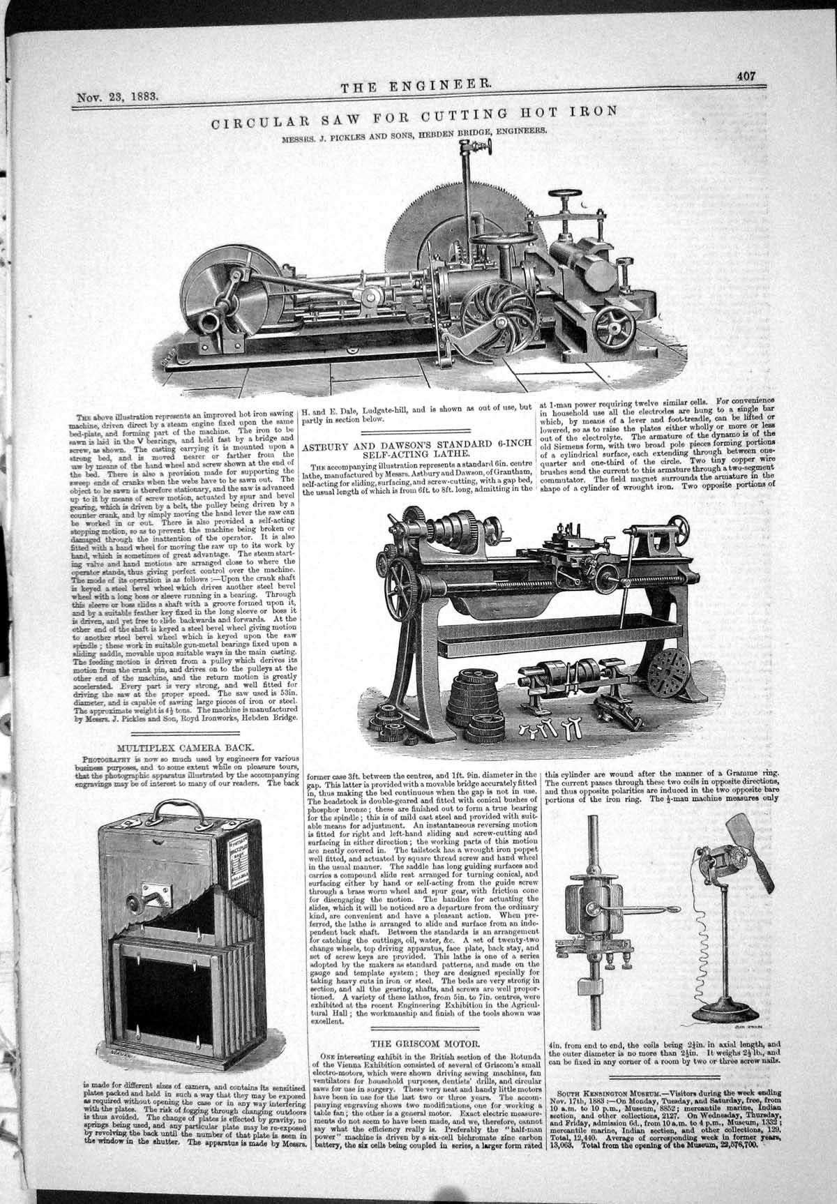 Old Engineering 188 Saw Hot Iron Pickles Astbury Dawson Dredger Bunne Victorian