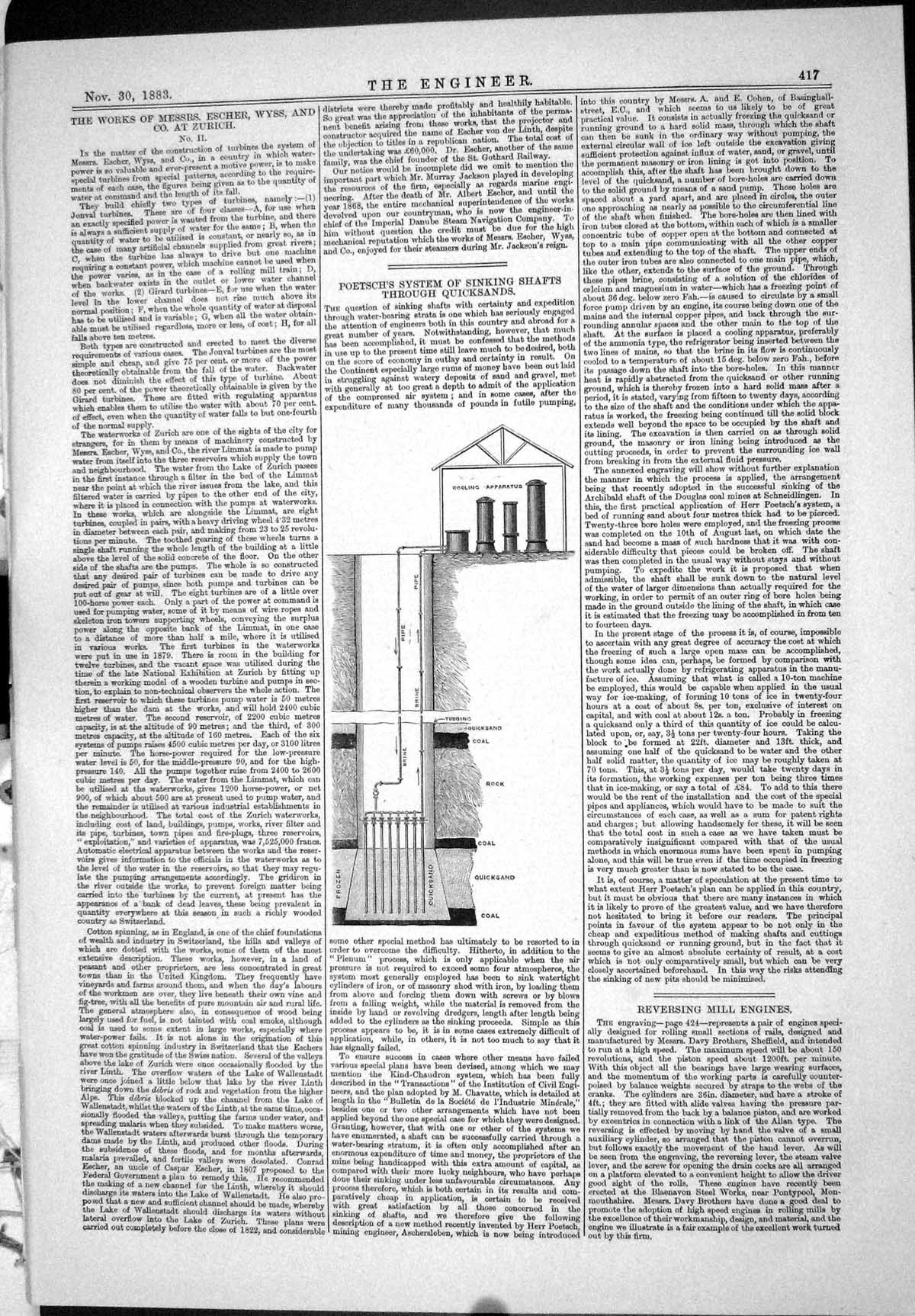 Old Engineering 1883 Poetsch System Sinking Shafts Through Quicksand Victorian