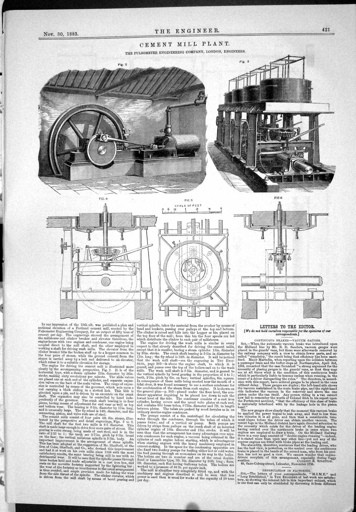 Old Print Engineering 1883 Cement Mill Plant Machinery Pulsometer London 19th