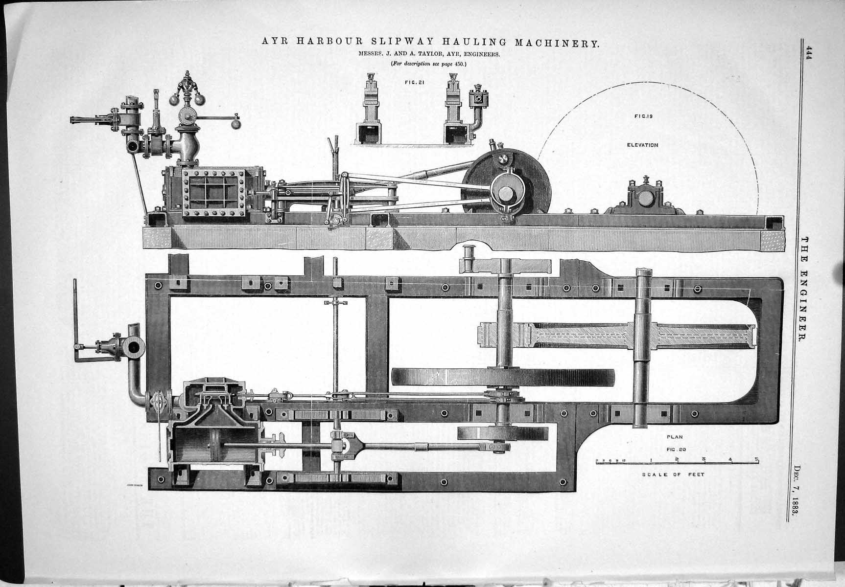 Antique Print Engineering 1883 Ayr Harbour Slipway Hauling Machinery Taylor