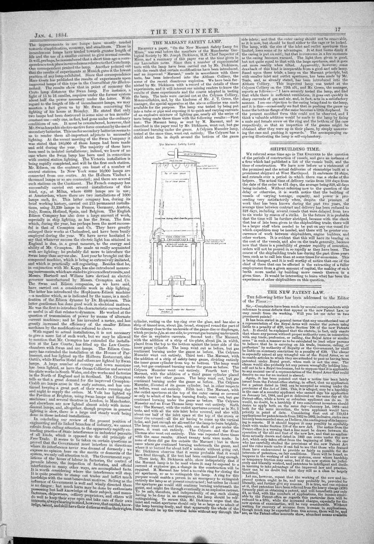 Old Antique Print Engineering 1884 Marsant Safety Lamp Apparatus Diagrams 19th