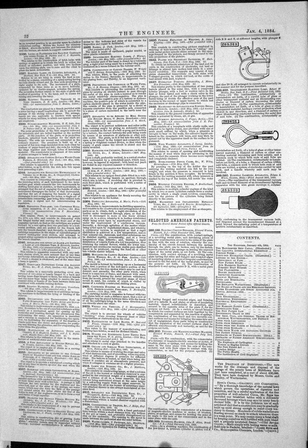 Antique Print 1884 American Patents Weston Electric Apparatus Canton Sheehy