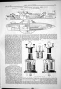 Antique Old Print 1884 Paddle Wheel Ambulance Steamer Red Cross Edwards Clark
