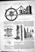 Antique Old Print 1884 Marine Engine Lyon Lathe Blake Artesian Pump Boilers