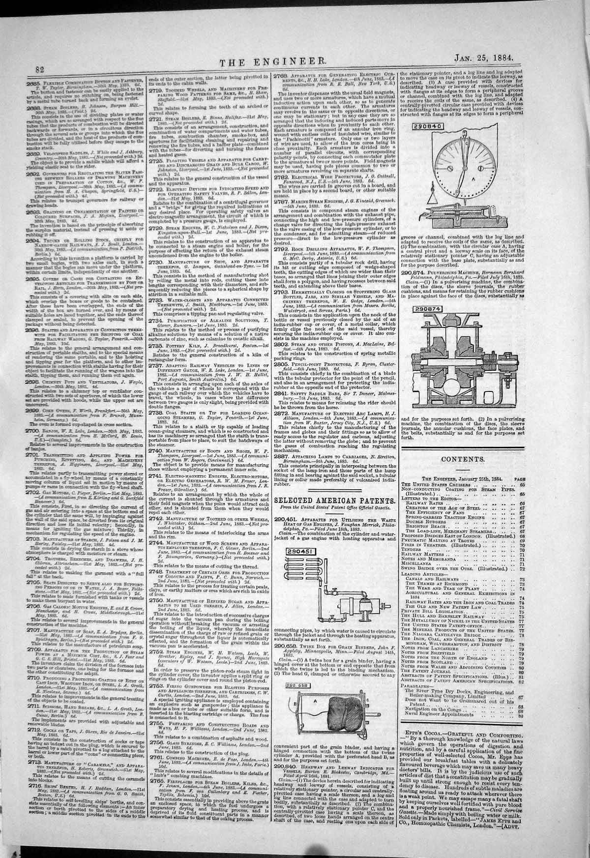Old Engineering 1884 American Patents Merrick Minneapolis Feldmann Bu Victorian