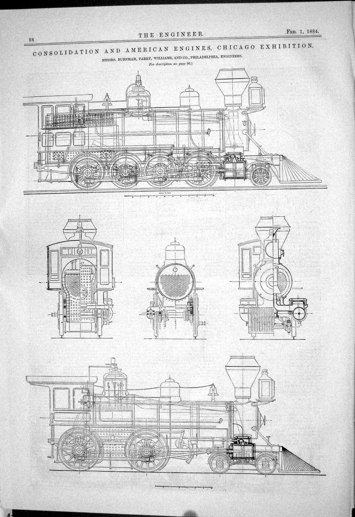 Old Engineering 1884 Consolidation American Engines Chicago Burnham P Victorian