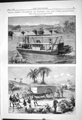 Antique Print 1884 Stern Wheel Steamboat Stanley Congo Resistance Diagrams 19th