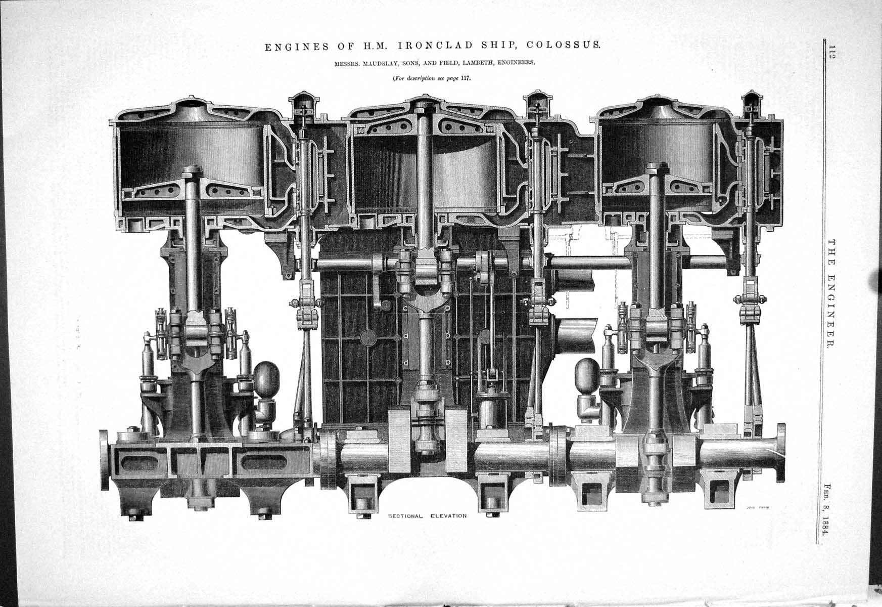Old Engines H.M. Ironclad Ship Colossus Maudslay Field Engineering 18 19th