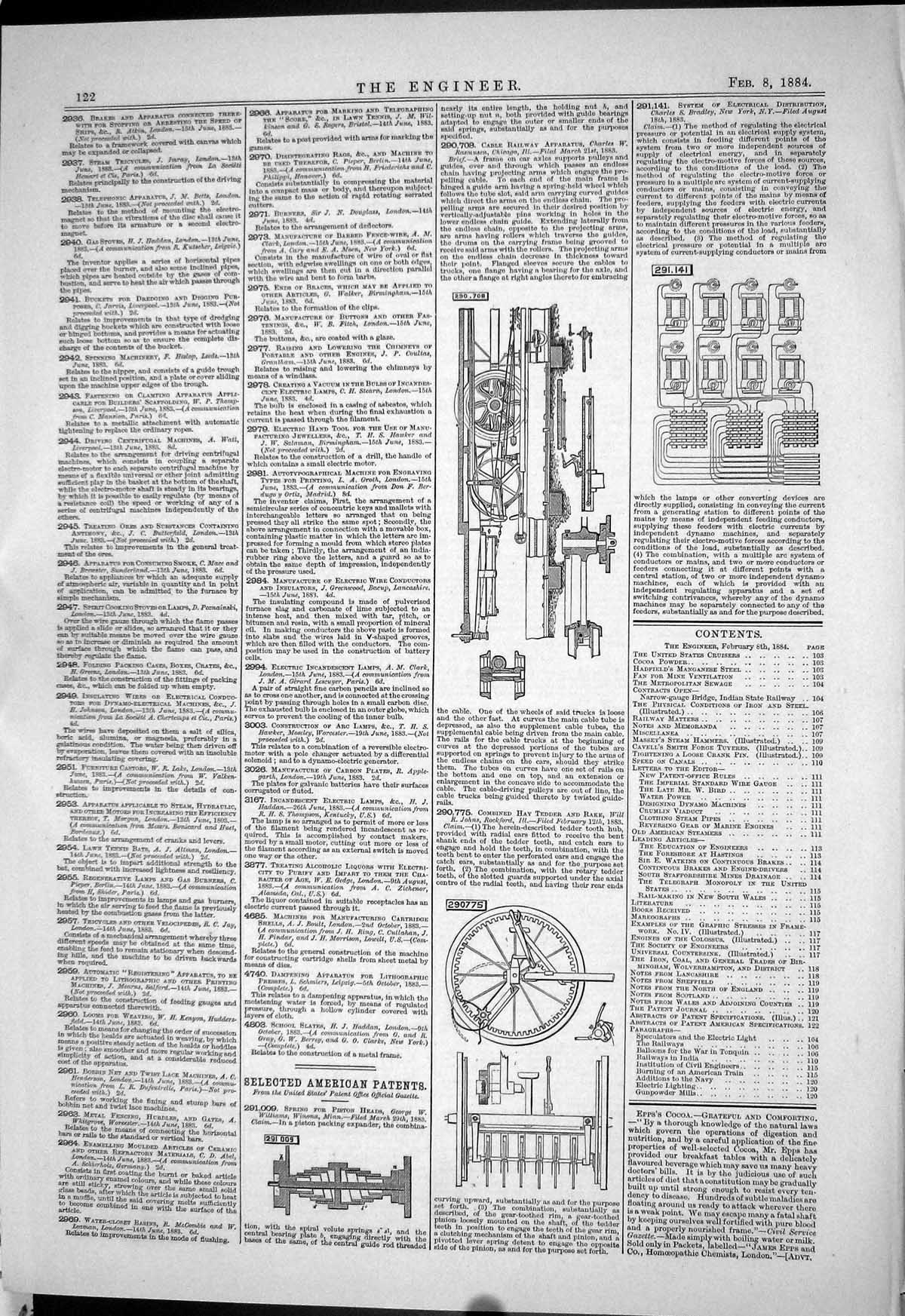 Old Engineering 1884 American Patents Williams Rasmusen Johns Bradley Victorian