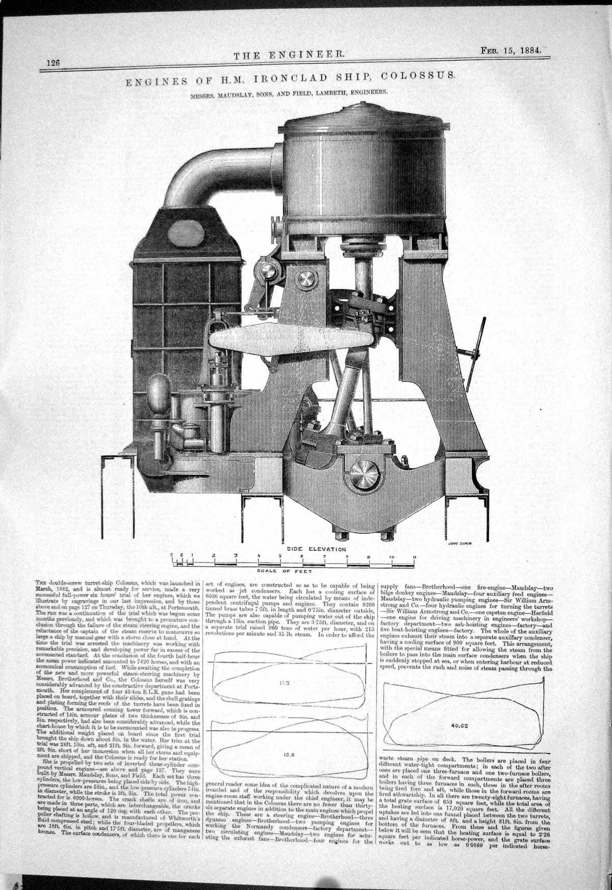 Old 1884 Enginess H.M. Ship Ironclad Colossus Maudslay Field Lambeth Victorian
