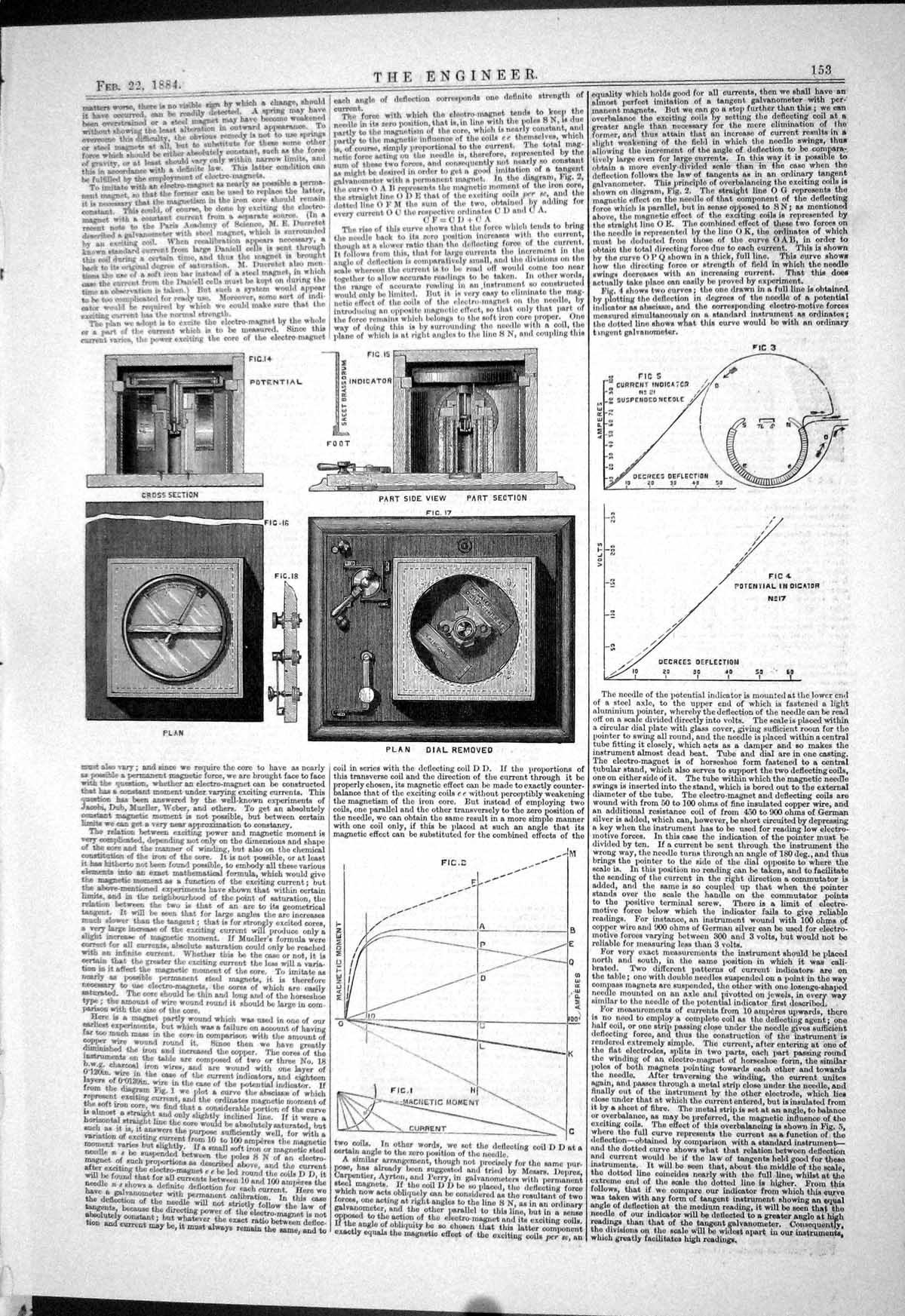 Antique Print Engineering 1884 Electro-Magnet Diagrams Plan Dial Machinery 19th