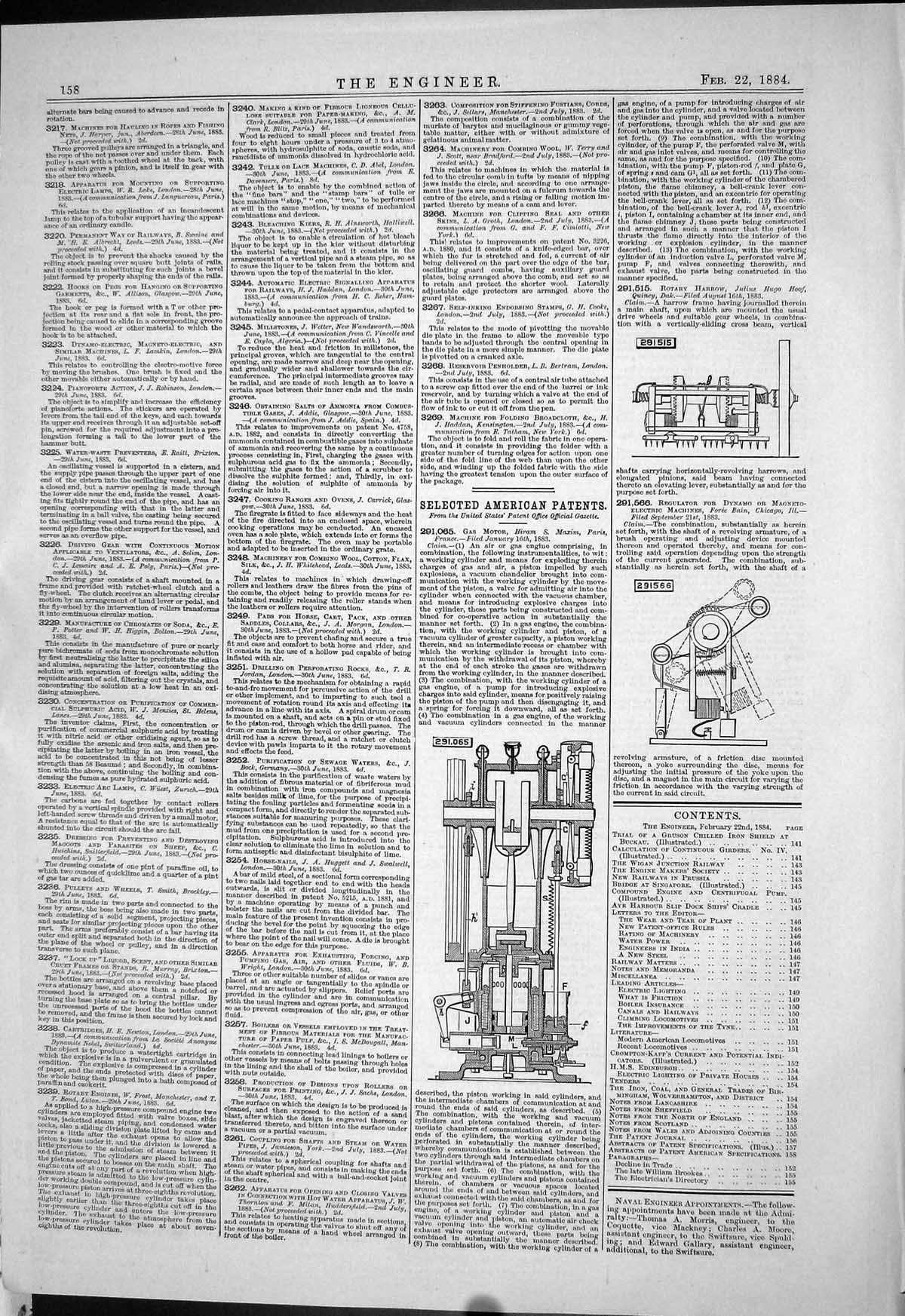 Old Engineering 1884 American Patents Gas Motor Hiram Dynamo Bain Hug Victorian