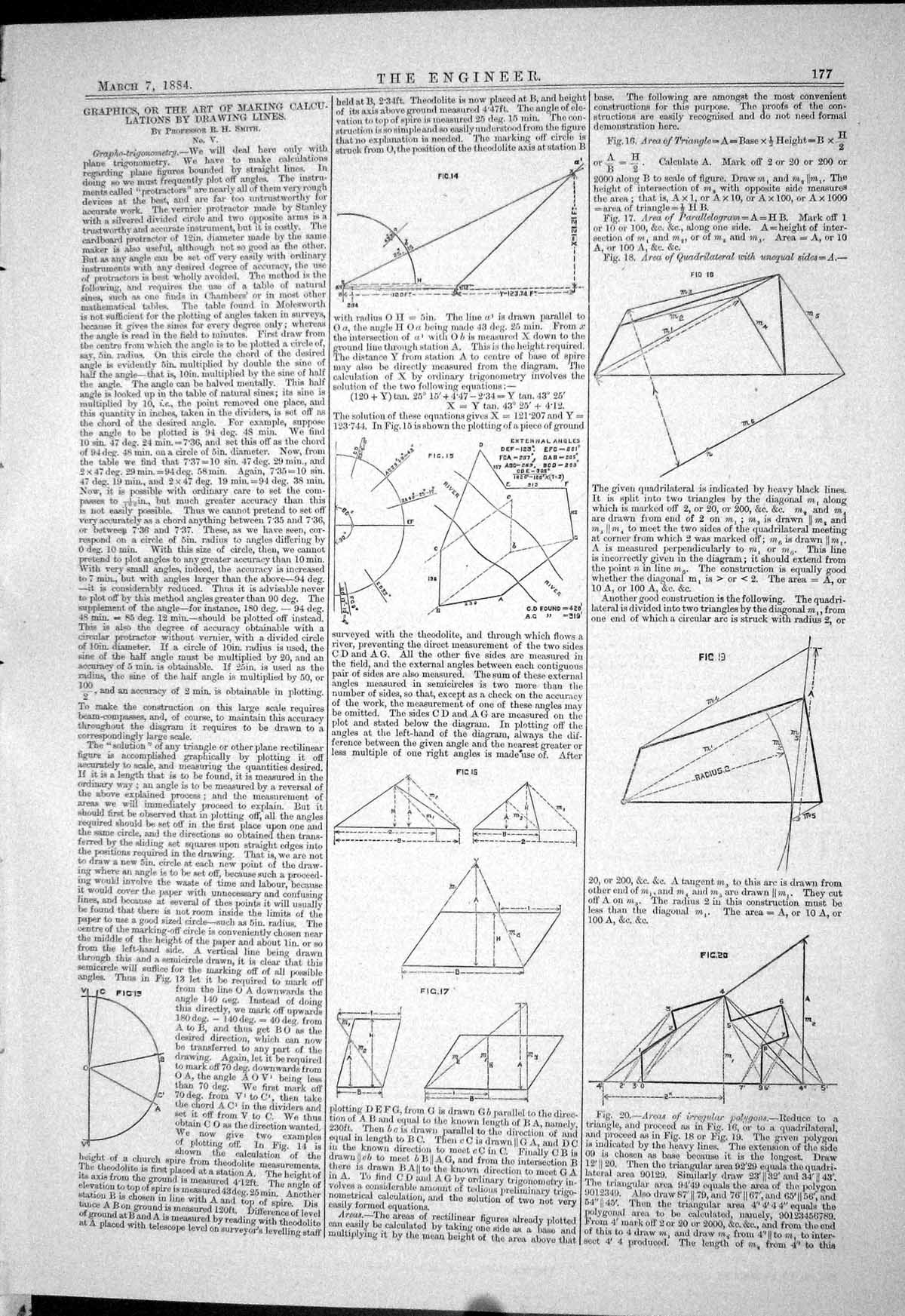 Antique Print Engineering 1884 Graphics Calculations Drawing Lines Diagrams