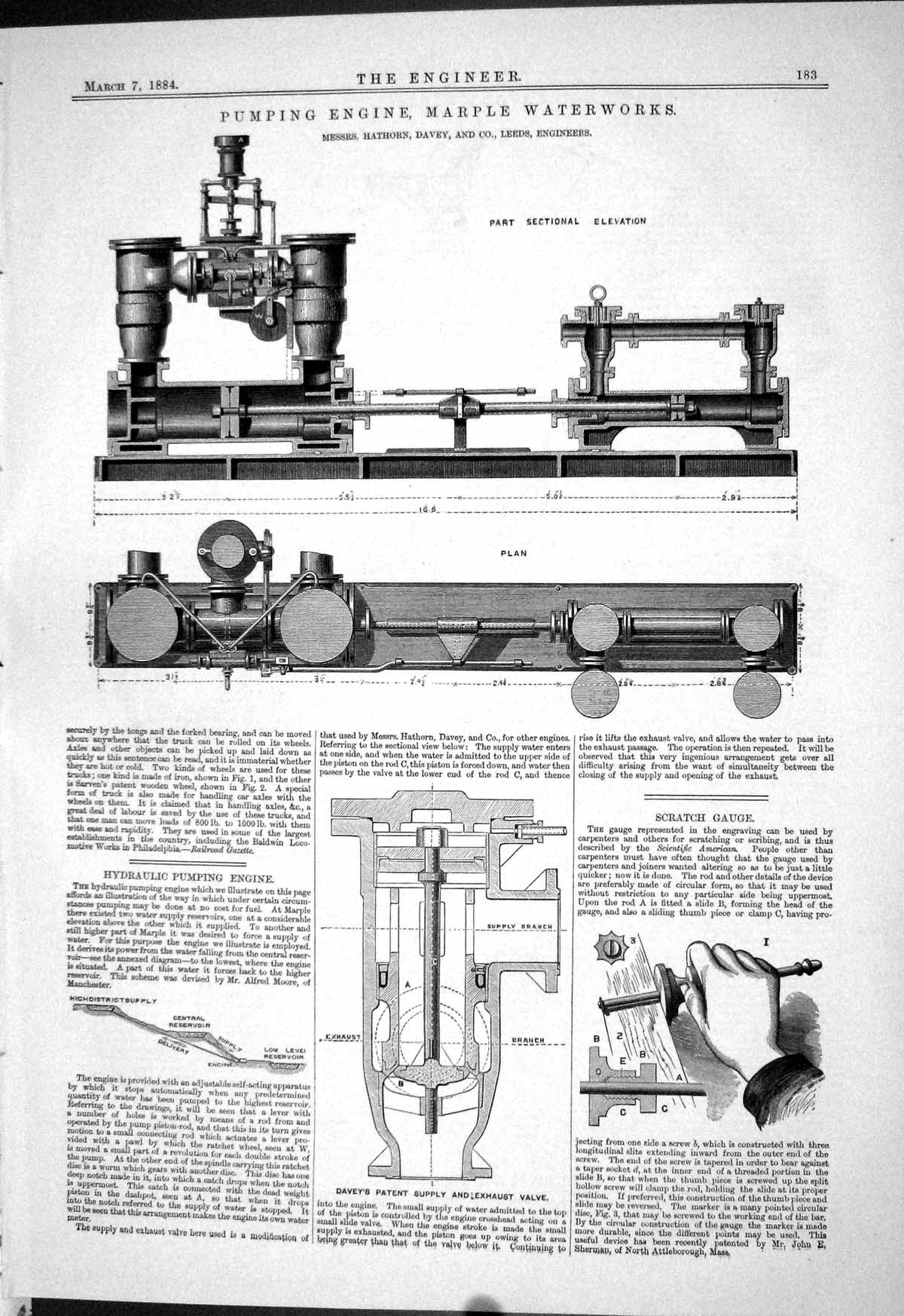 Old Engineering 1884 Pumping Engine Marple Waterworks Hathorn Davey V Victorian
