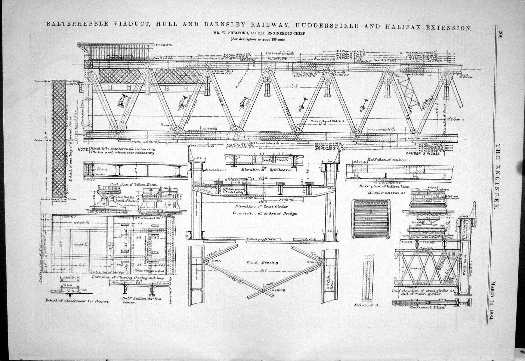 Old Salterhebble Viaduct Barnsley Railway Huddersfield Shelford 1884 Victorian